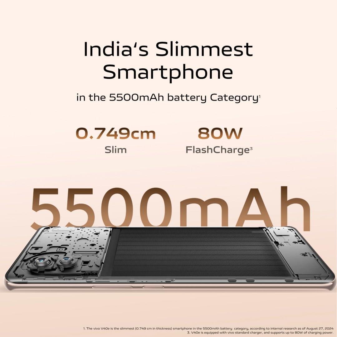 Vivo V40e 5G AI Smartphone (Royal Bronze, 8GB RAM + 256GB Storage) Refurbished
