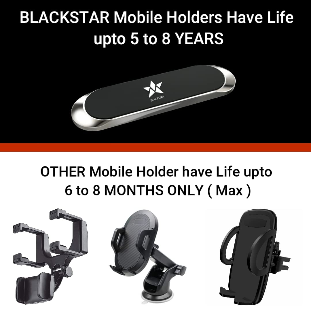 Blackstar [Original Single Hand USE Magnetic Mobile Phone Holder for Car Dashboard/Car Phone Mount (Strong & Safe Magnets) - for Use in Car/Bike/Office/Home - Compatible with All Mobiles