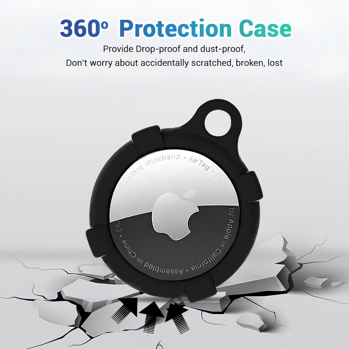 LIRAMARK Silicone Case Compatible with Apple AirTag - Full Protection, Keychain Included, Slim and Simple Design, Premium Food Grade Silicone, Scratch-Free, Safe for Kids and Pets [Black]