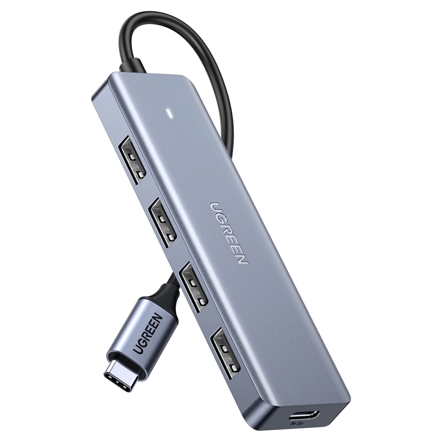 UGREEN USB C Hub 4 Ports with 5V/2.4A Power Supply, Type C Splitter Powered with 4 USB 3.0 for PC Laptop Tablet Phone Compatible with MacBook iMac iPad iPhone 16/15 Pro Max Galaxy S24 (0.15M)