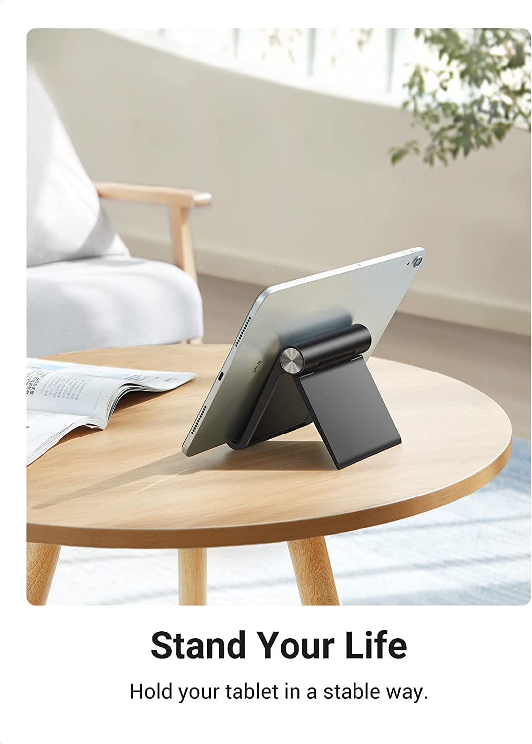 STRIFF Multi Angle Tablet/Mobile Stand, Phone Stand Holder for iPhone, Android, Samsung, OnePlus, Xiaomi. Portable,Foldable Stand.Perfect for Bed,Office, Home,Gift and Desktop (Black)