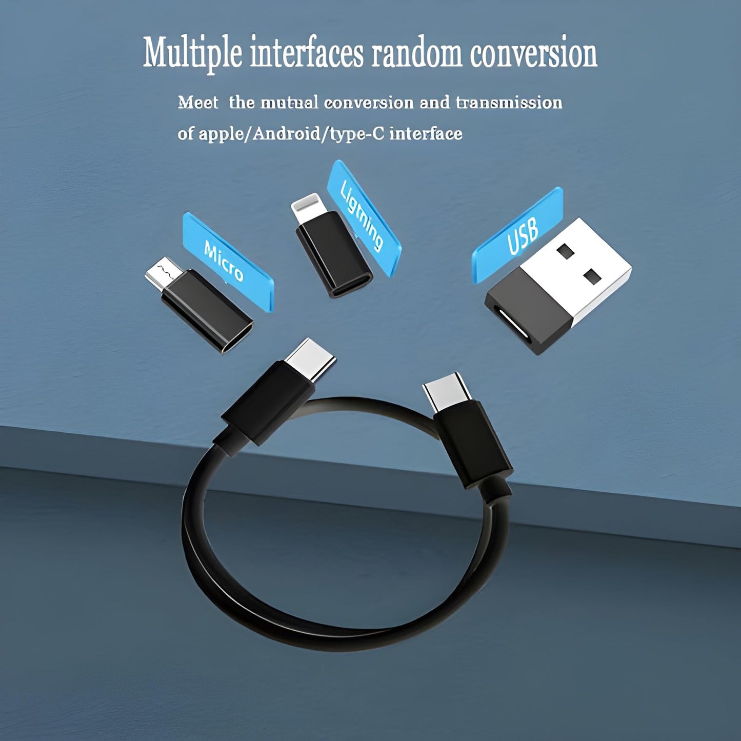 VEROX All in One Mobile Stand Compatible with 60W Travel Accessories Cable Set Type C to Type C Cable | Type C to OTG | Type-C to Micro USB OTG | Type C to USB | Sim Ejector Pin-Black
