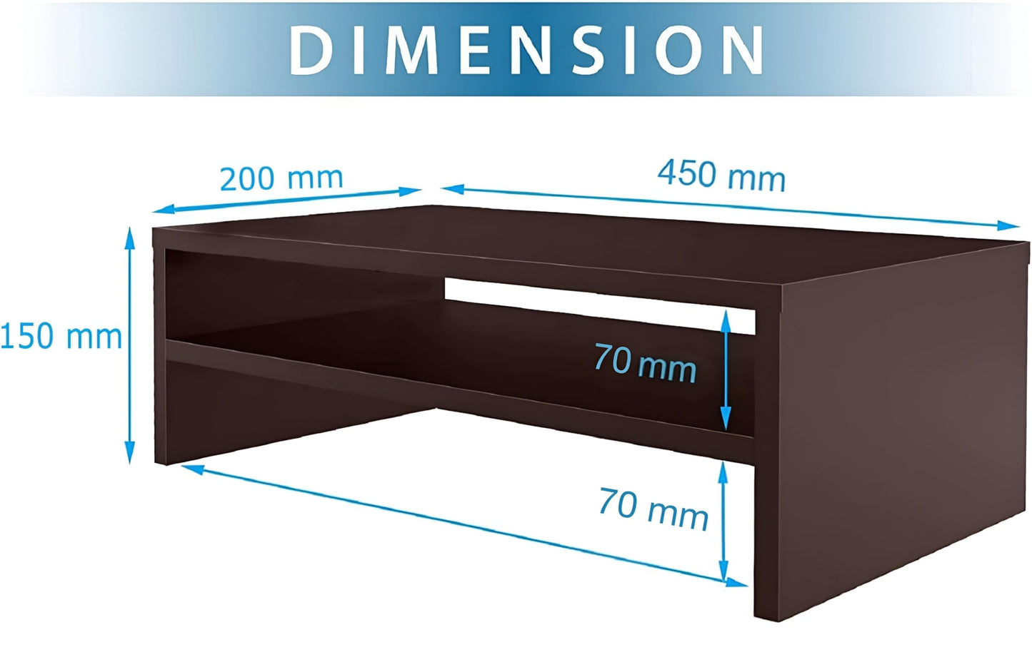 Dime Store Wooden Monitor Stand with Storage Organizer For Desk, Tables, Office, Home, Studio, Study Table | Desktop Ergonomic Monitor Stand Riser (Medium, Brown)