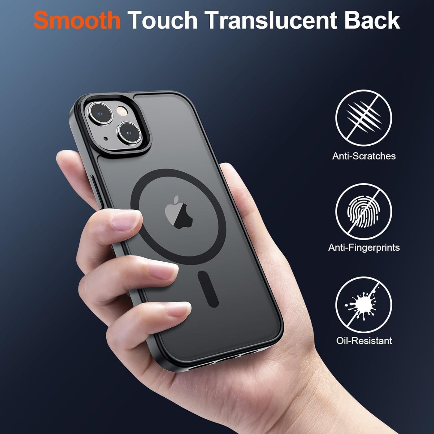 Sounce Shockproof Superior Drop Protection Cover Scratch Resistant Case Premium Armor Magsafe Designed Shield Strong Megnetic Adsorption with Polycarbonate Protection for iPhone 14/13 [Matte Black]