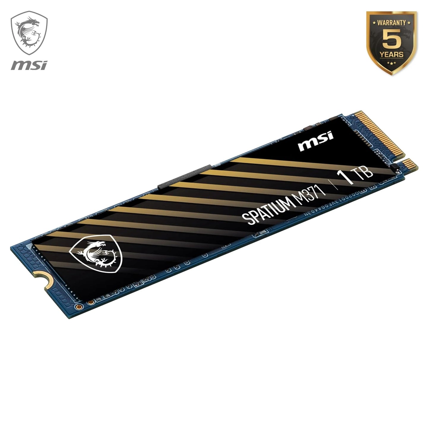 MSI SPATIUM M371 NVMe M.2 1TB - PCIe 3x4 NVMe M.2 Internal Solid State Drive, 2350MB/s Read & 1700MB/s Write, 3D NAND, Built-in Data Security, Center - 5 Year Warranty (210 TBW)