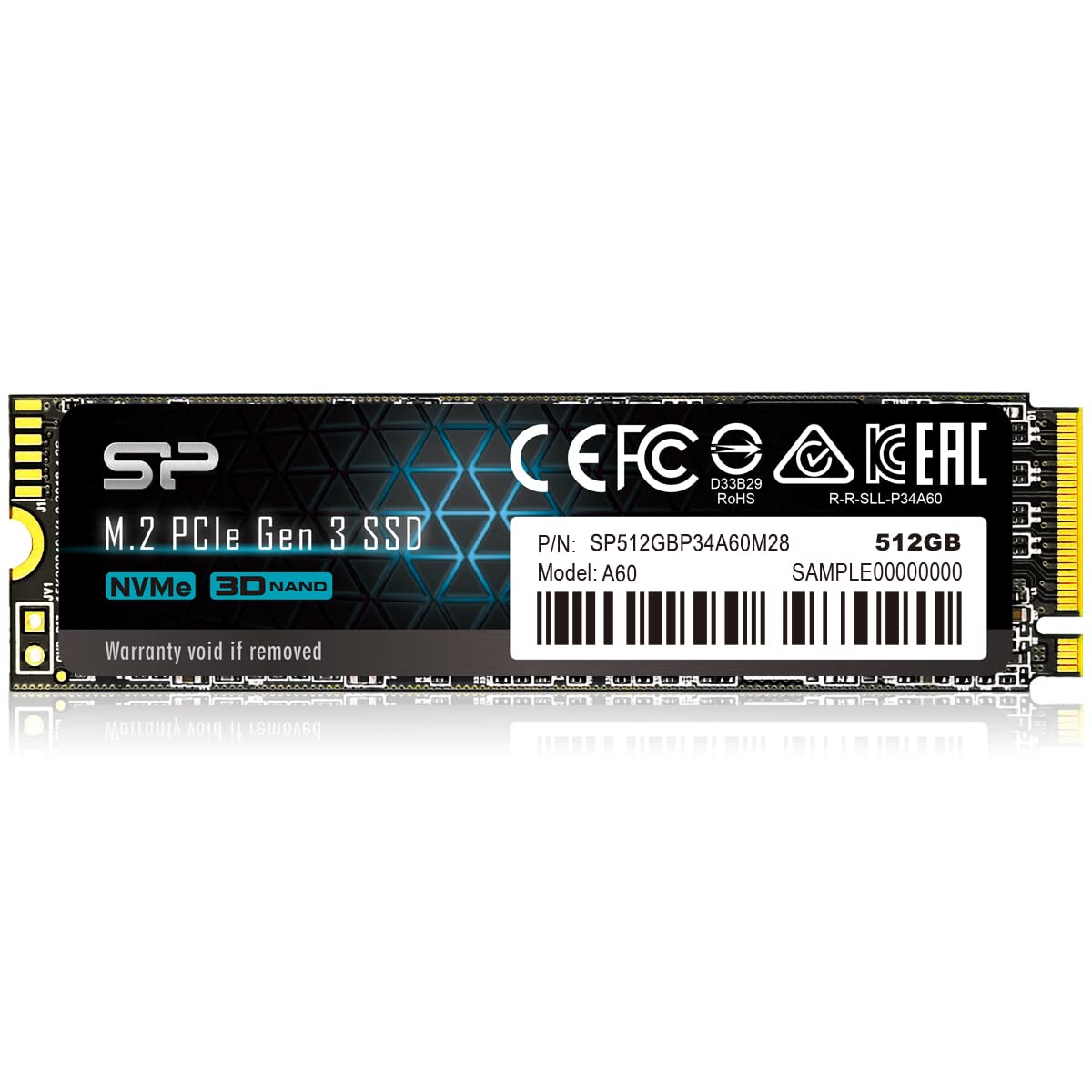 SP Silicon Power P34A60 512Gb Nvme M.2 2280 Pcie Gen3 Ssd, 3D TLC Nand with SLC Cache, Up to 2200Mb/S, Internal Solid State Drive for Desktop Laptop Computer, USB