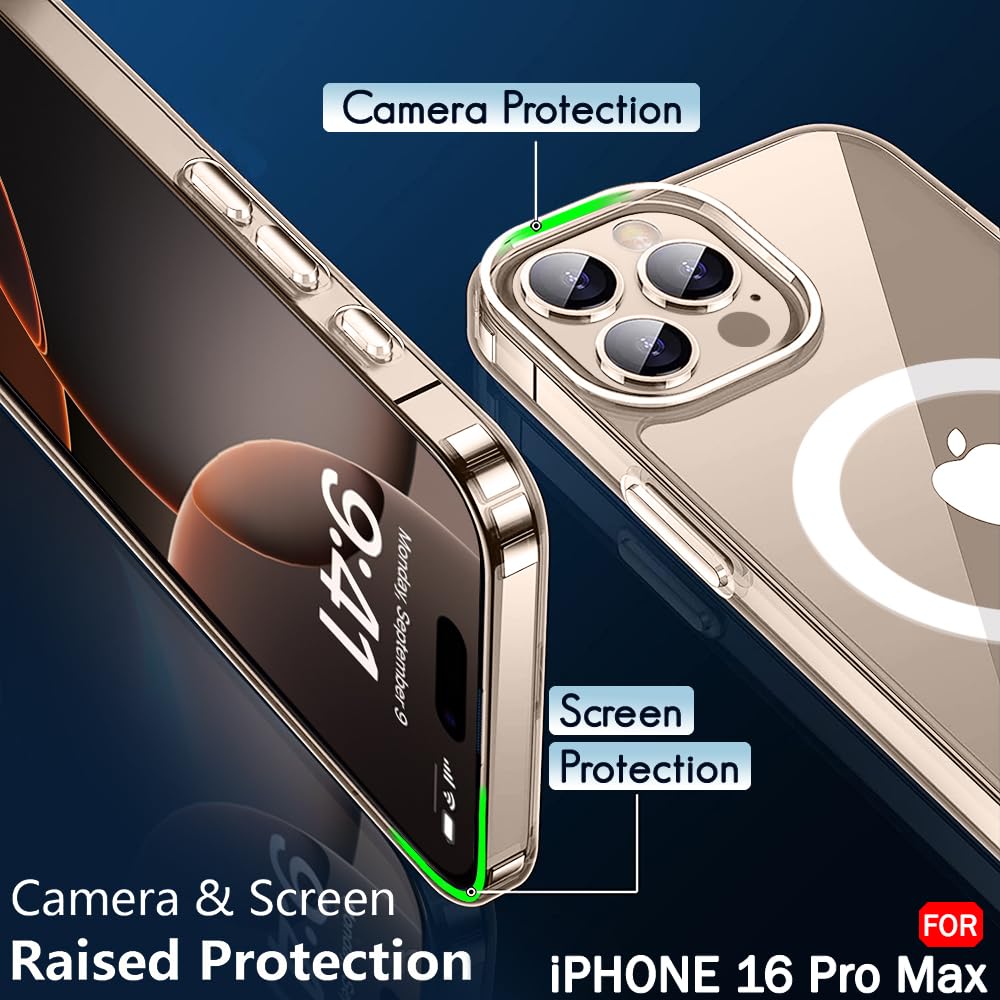 TheGiftKart Ultra-Hybrid Back Case Cover for iPhone 16 Pro Max Compatible with MagSafe | Camera Protection | Hard Crystal Clear Back | Shockproof Bumper Case Cover for iPhone 16 Pro Max (Transparent)