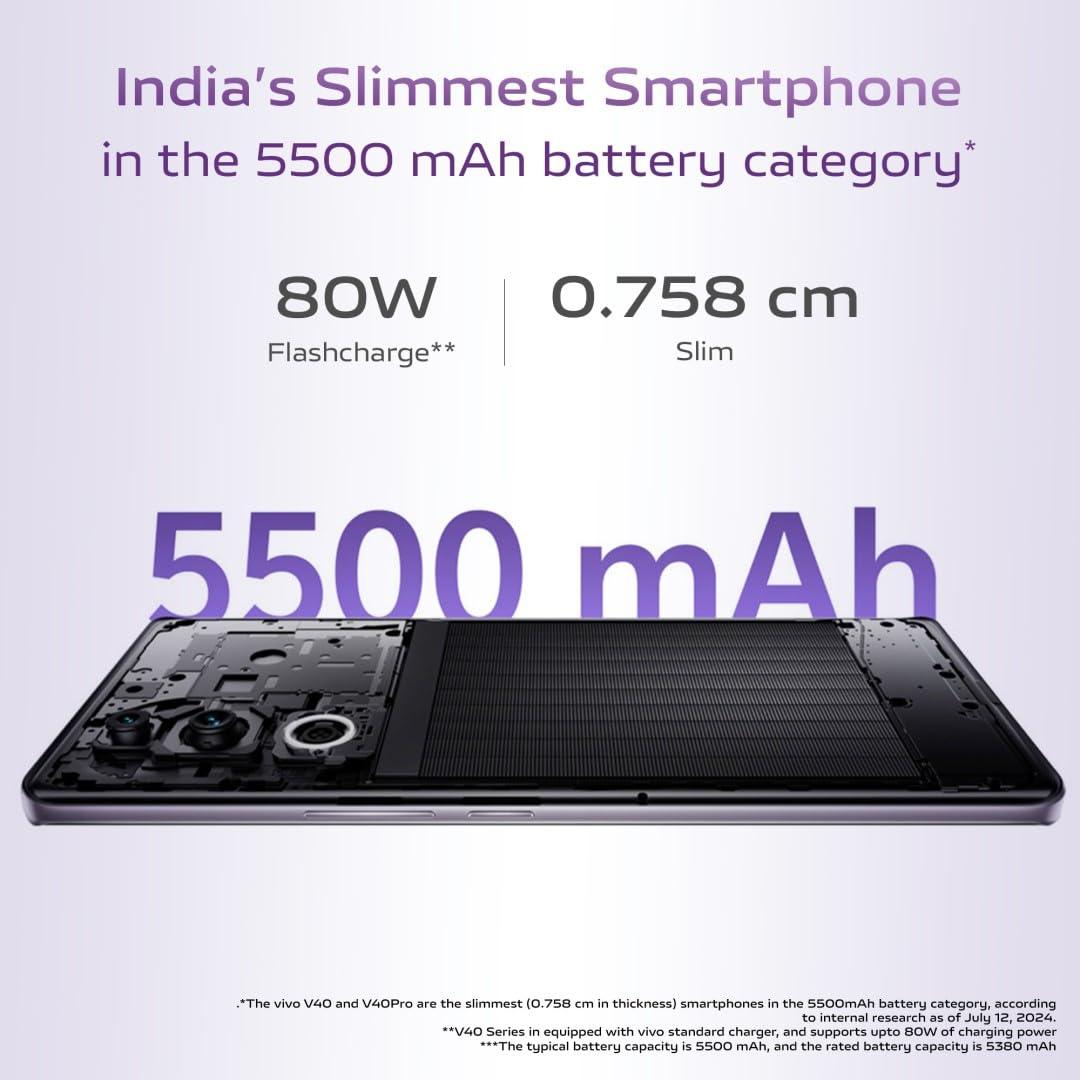 Vivo V40 5G Smartphone (Lotus Purple, 8GB RAM, 256GB Storage) Refurbished