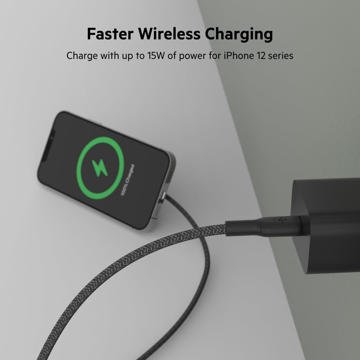 Belkin MagSafe Wireless Charger Fast Charging Up to 15W with Official Made for MagSafe Module and Pad Style, Kick Stand for iPhone 16, 15, 14, 13 and 12 Series and Other MagSafe iPhones - Black