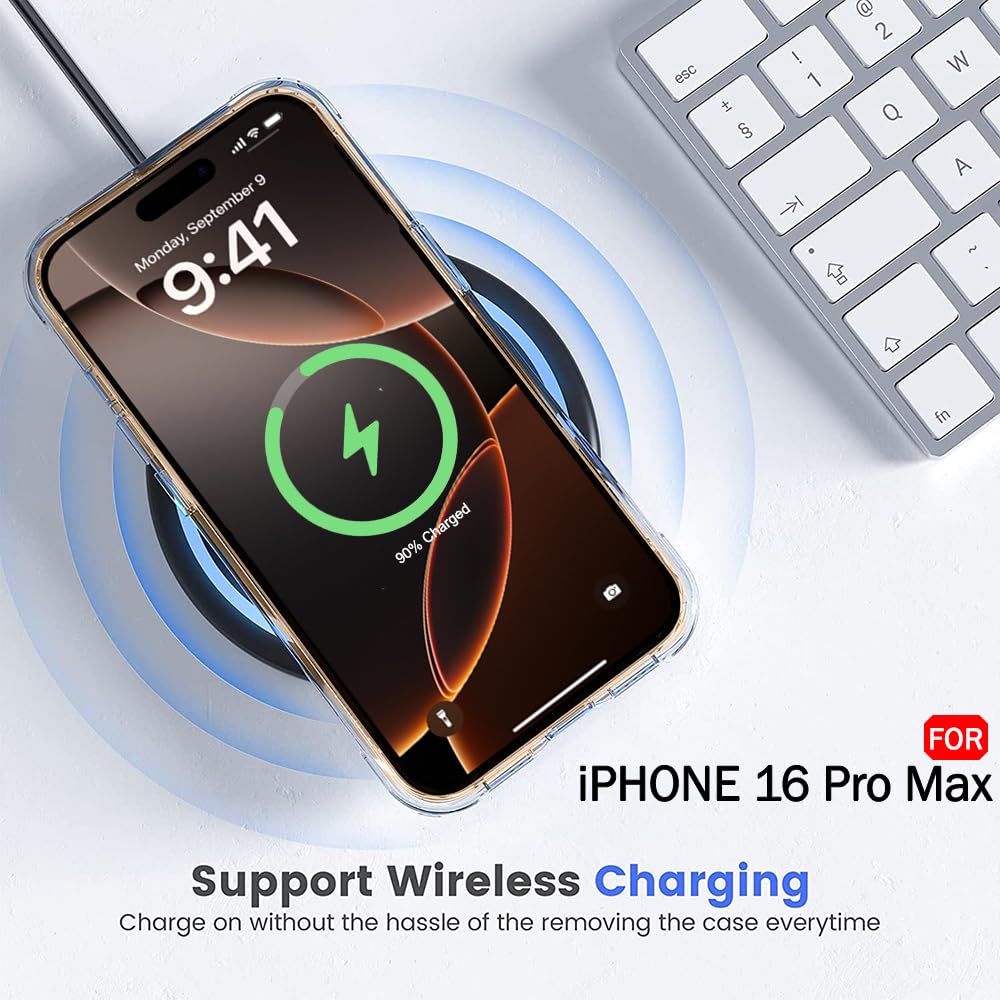 TheGiftKart Ultra-Hybrid Back Case Cover for iPhone 16 Pro Max Compatible with MagSafe | Camera Protection | Hard Crystal Clear Back | Shockproof Bumper Case Cover for iPhone 16 Pro Max (Transparent)