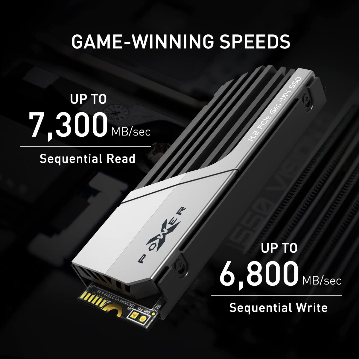 Silicon Power XS70 4TB NVMe PCIe 4.0 M.2 Gaming SSD with Heatsink, Up to 7300 MB/s, 3D NAND with Cache, M.2 2280 PCIe Gen4x4 Internal Solid State Drive for Desktop Laptop PC Computer