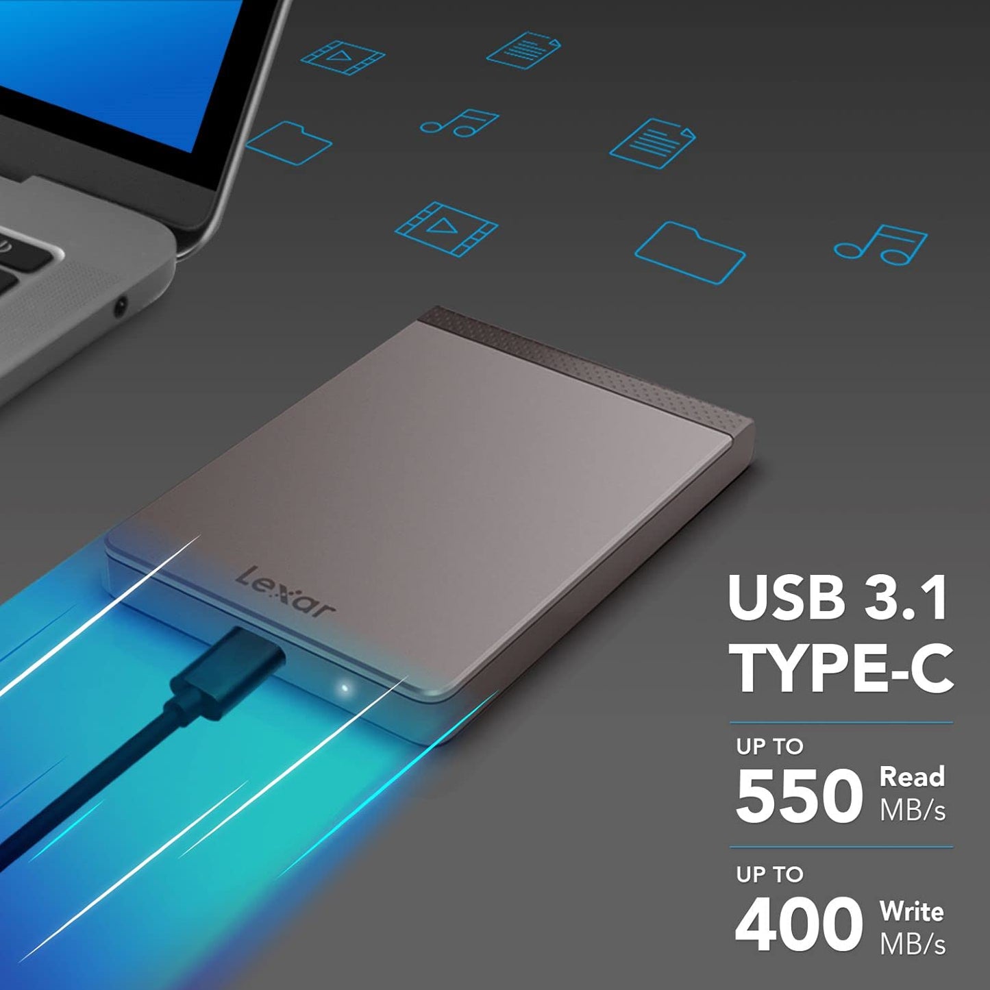 Lexar SL200 2TB Portable SSD, Up to 550MB/s Read (LSL200X002T-RNNNU)
