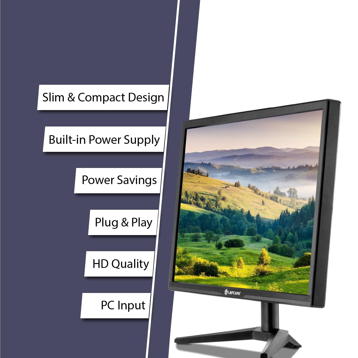Lapcare LED Monitor LM21WHD – 20’’(50.8CM) with 1600 x 900 HD Quality & VGA+HDMI Ports | PC Input | Plug & Play | Slim & Power Saver (3Year Warranty)