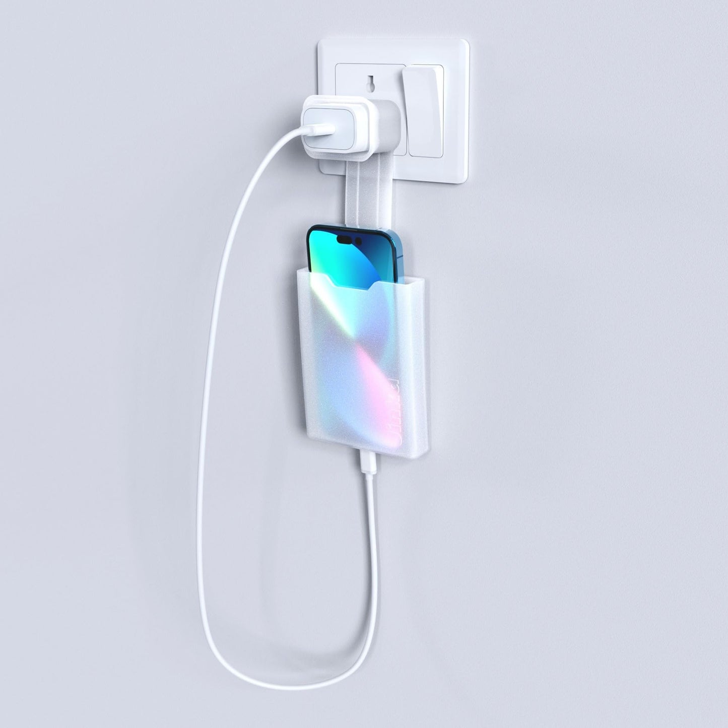 Jinka iPhone Holder/Stand for Holding Your iPhone While Charging, Suitable for All iPhones only. Made of Virgin Silicone Rubber. Semitransparent Color and Silky Soft Surface Finish.