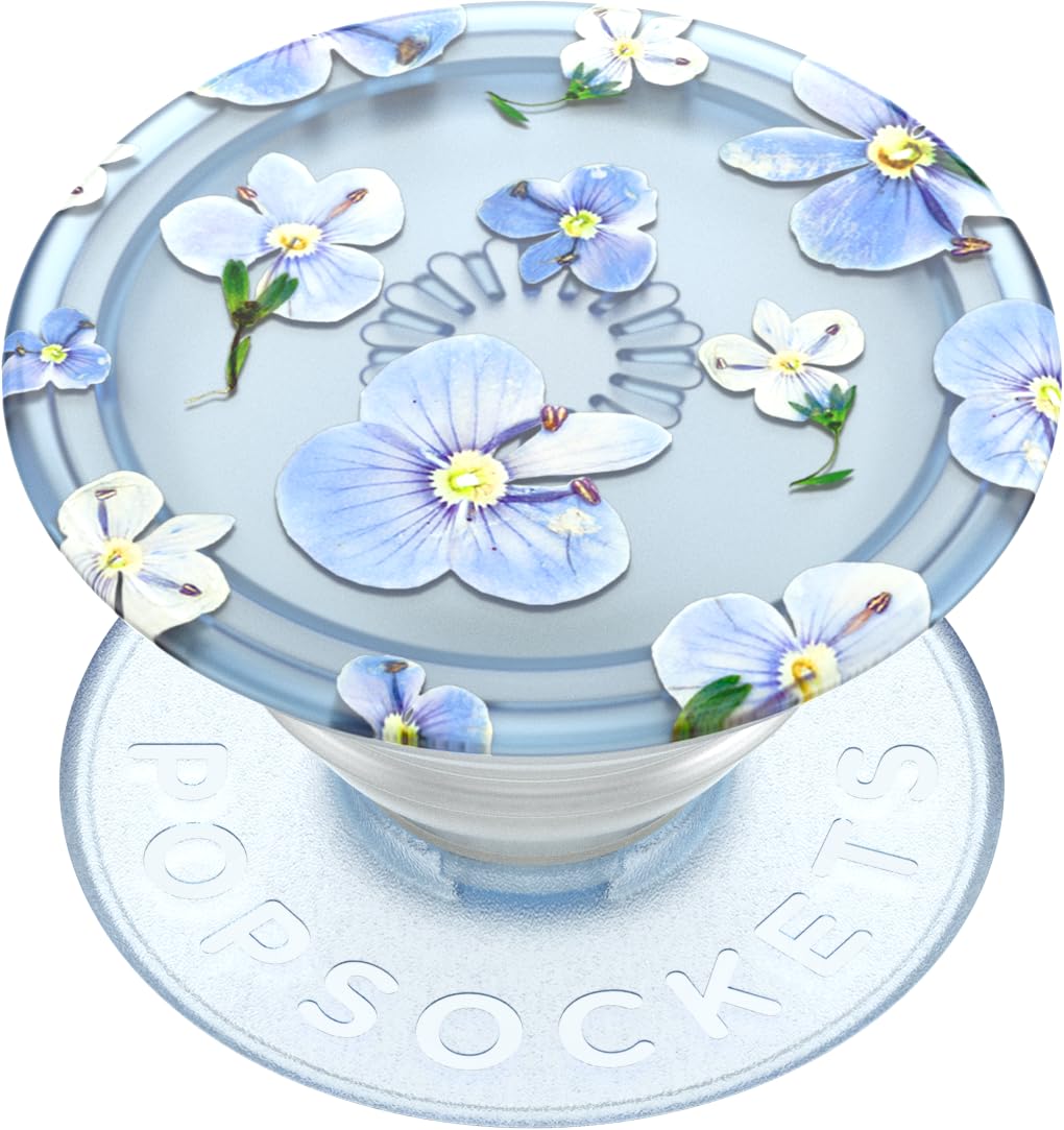 PopSockets Plant-Based Phone Grip with Expanding Kickstand, PopSockets for Phone - Translucent Blue Fields