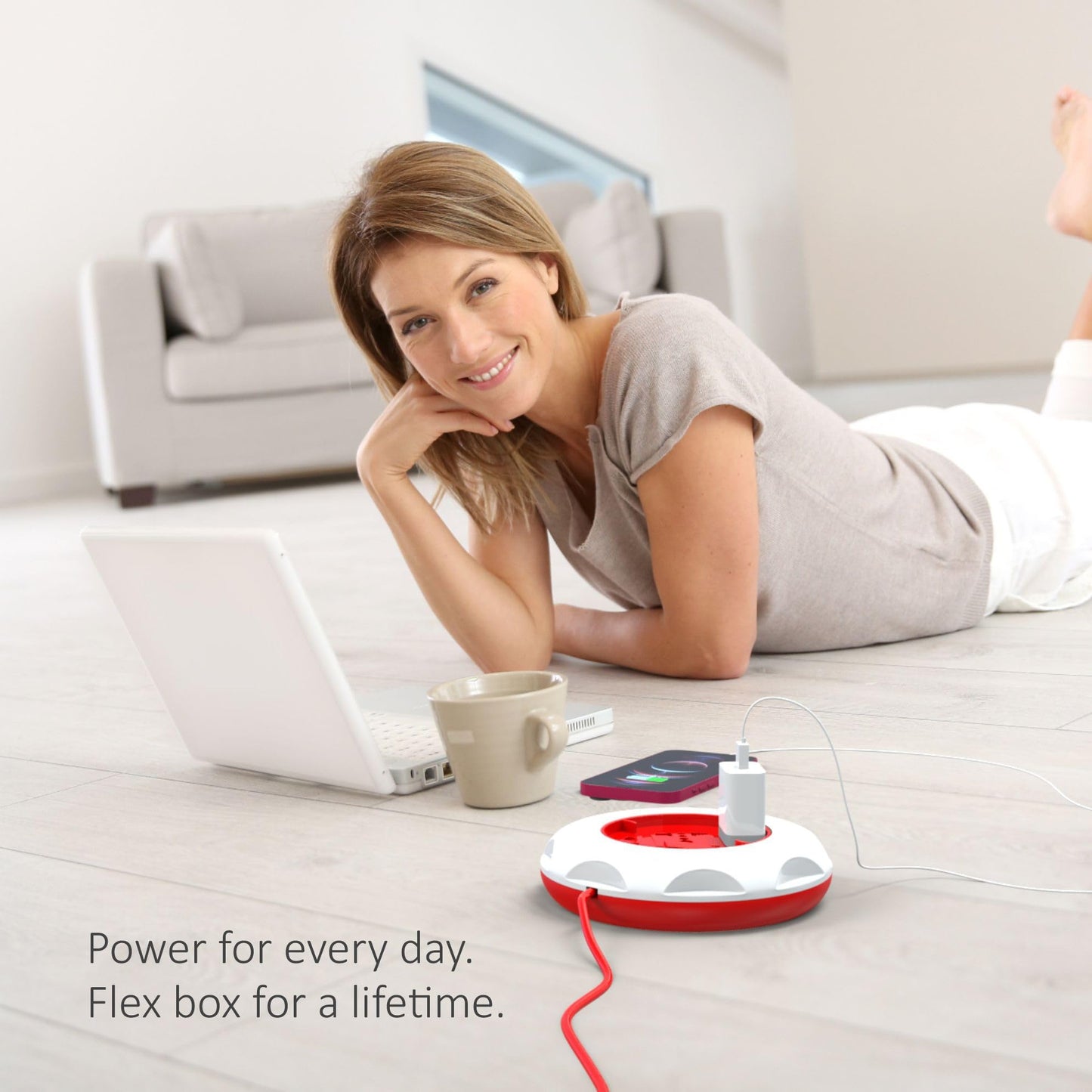 Vimal - Cube 2 Pin Extension Cord 4 Mtr. with International Socket,On/Off Switch & Power Indicator