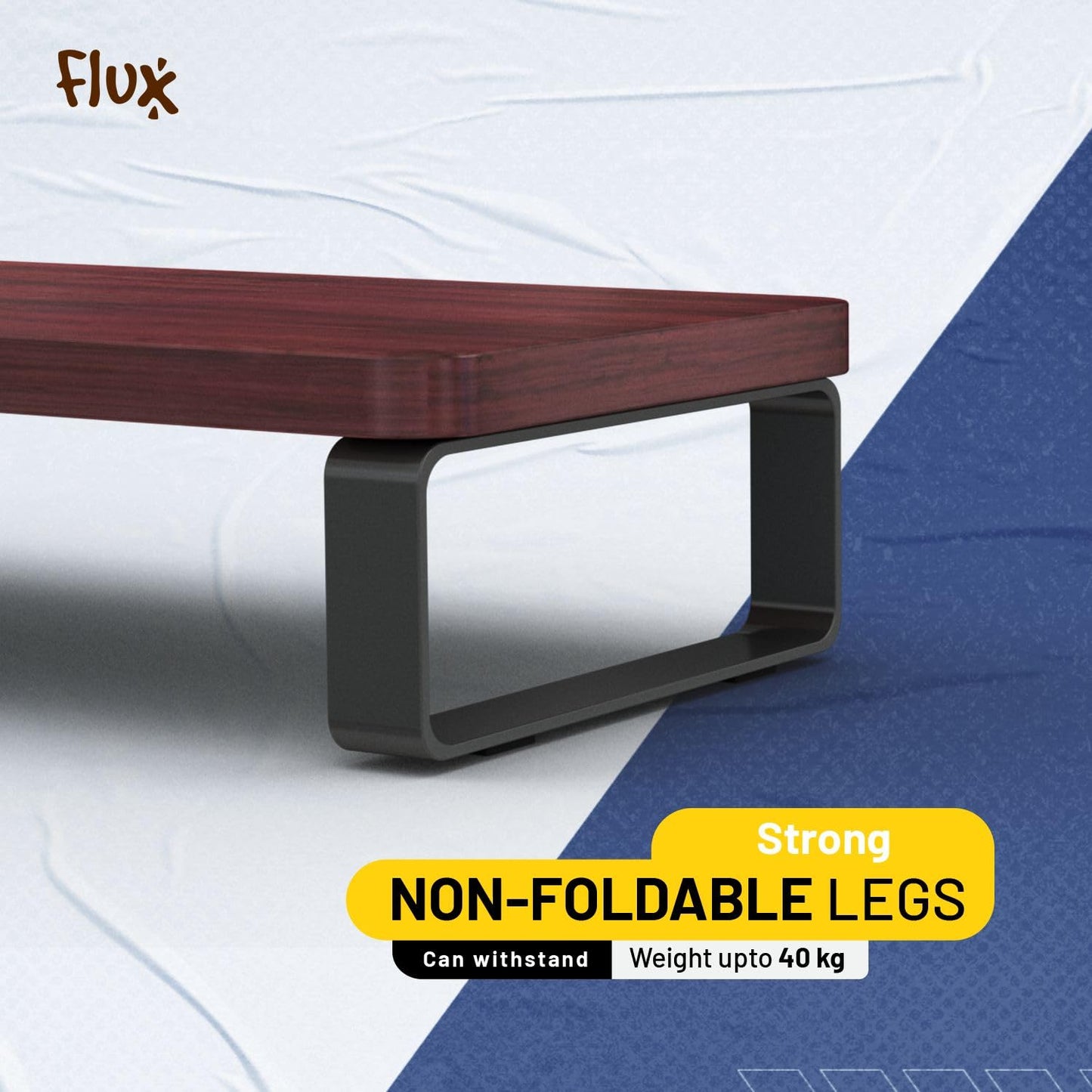 flux Monitor Stand Wooden | Monitor Stand Riser | PC Stand For Desktop Table | , Non Slip, Material: Particle Board & Metal size- (59.5 cm x 20cm x 12cm) Shelf (Rustic red)