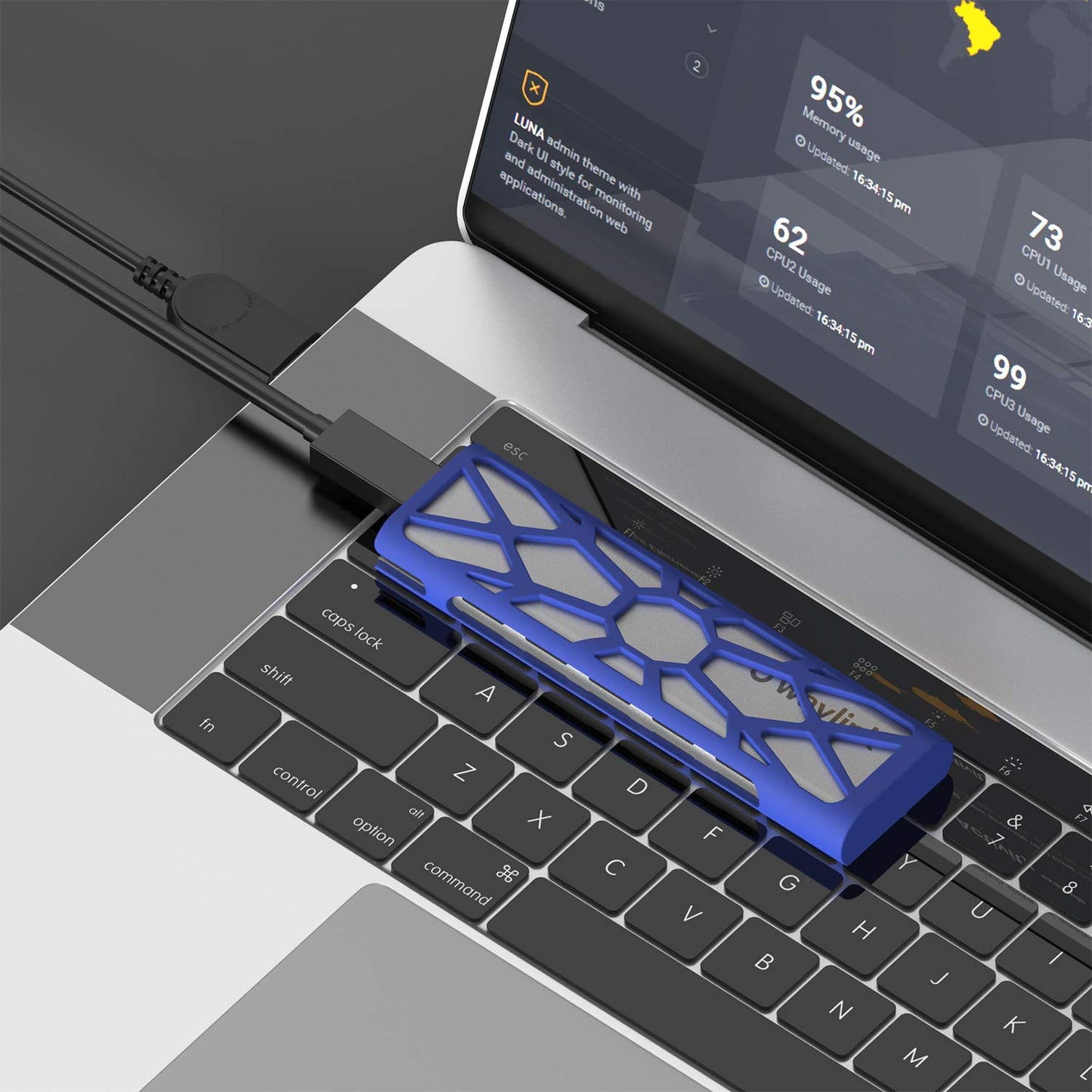 WAVLINK M.2 NVMe SSD Enclosure, USB 3.1 Gen 2 (10 Gbps) to NVMe PCI-E M.2 SSD Aluminum External Case Support UASP for NVMe SSD Size 2230/2242/2260/2280 (up to 2TB) with Type-C OTG Converter
