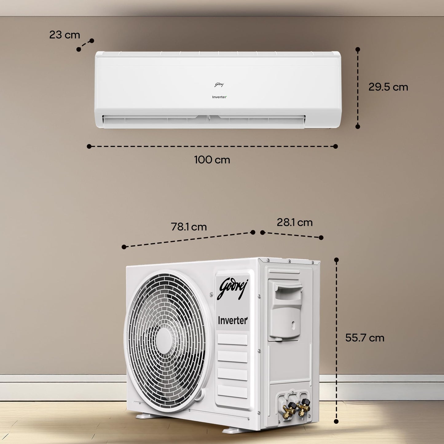 Godrej 1.5 Ton 5 Star, 5 Years Comprehensive Warranty, 5-In-1 Convertible Cooling, Inverter Split AC (Copper, 2025 Model, Heavy duty cooling at 52 °C, AC 1.5T EI 18II5T WZS Split 5S, White)