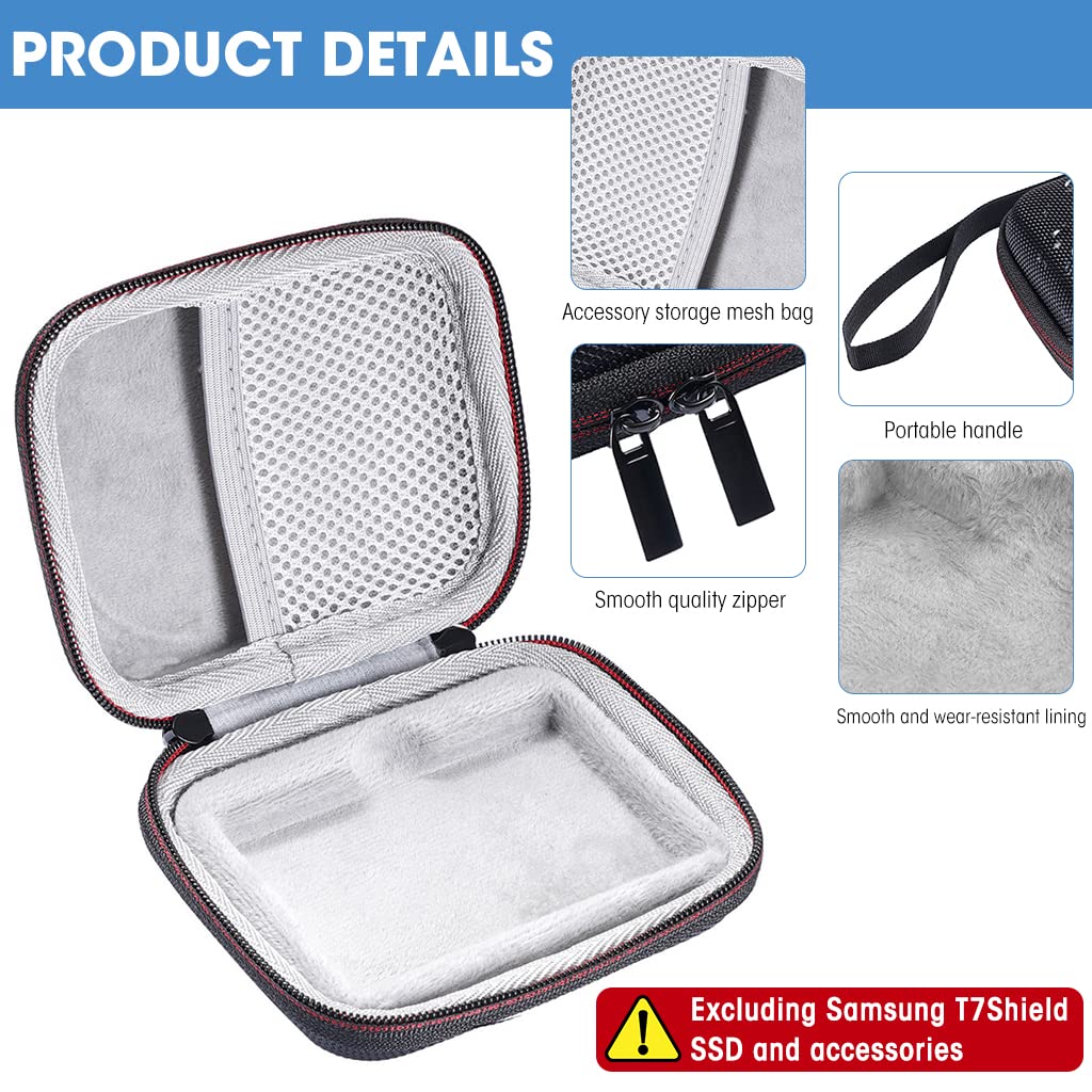 ZORBES Hard Carrying Case For Samsung T7 Shield,Eva Carrying Bag Ssd Portable Bag For Solid State Drive Waterproof Anti-Scratches Carrying Case For Samsung T7 Shield,Black