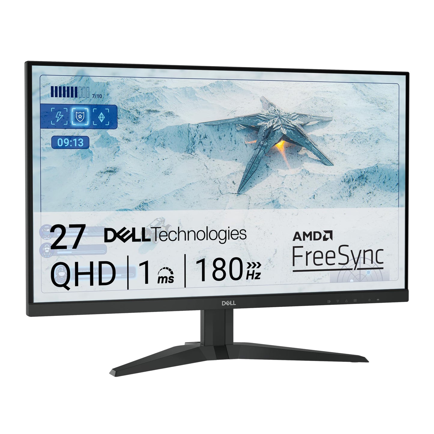 Dell G2725D 27" QHD (2560x1440) Gaming Monitor, 180Hz, IPS, 1ms, AMD FreeSync, 99% sRGB, DisplayPort, 2x HDMI, 3 Year Warranty, Black