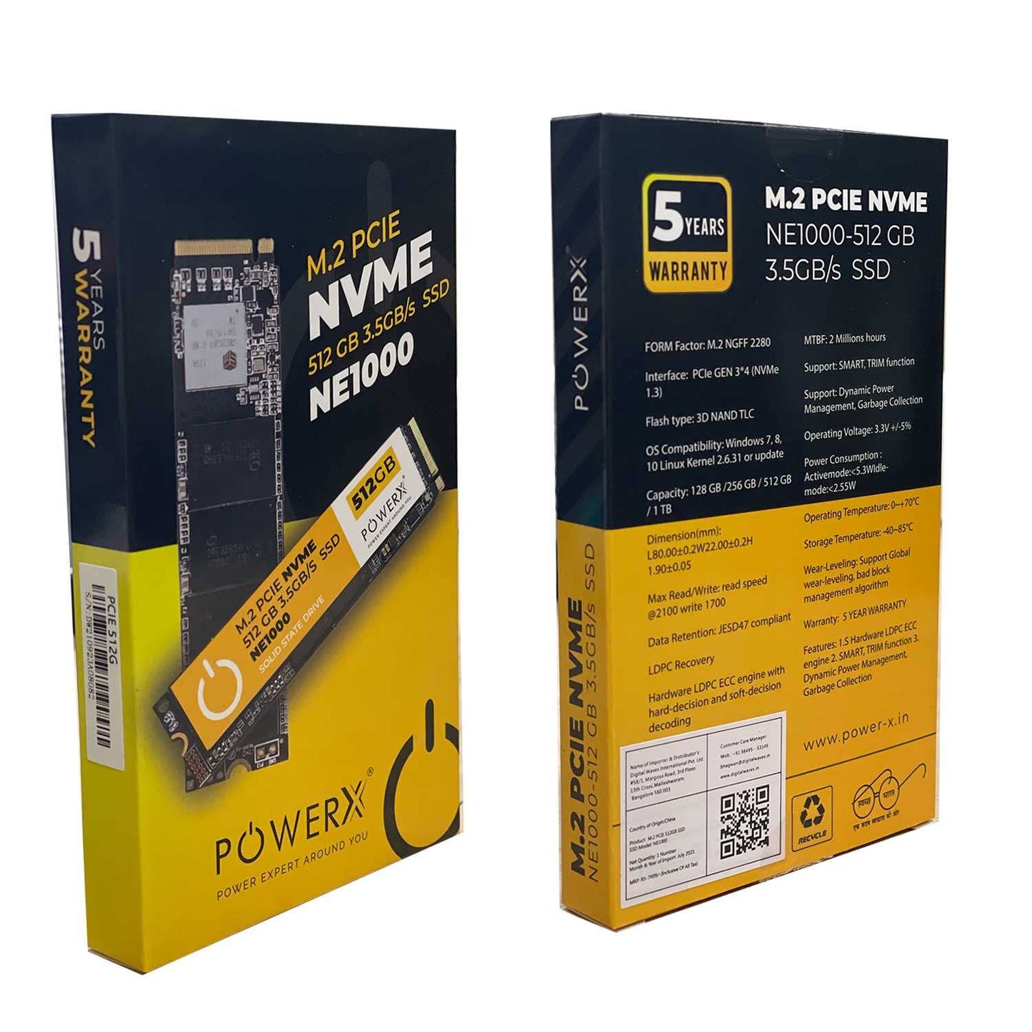 POWERX M.2. PCIE NVMe SSD (2280) Internal Solid State Drive (512GB) for Laptop & Desktop