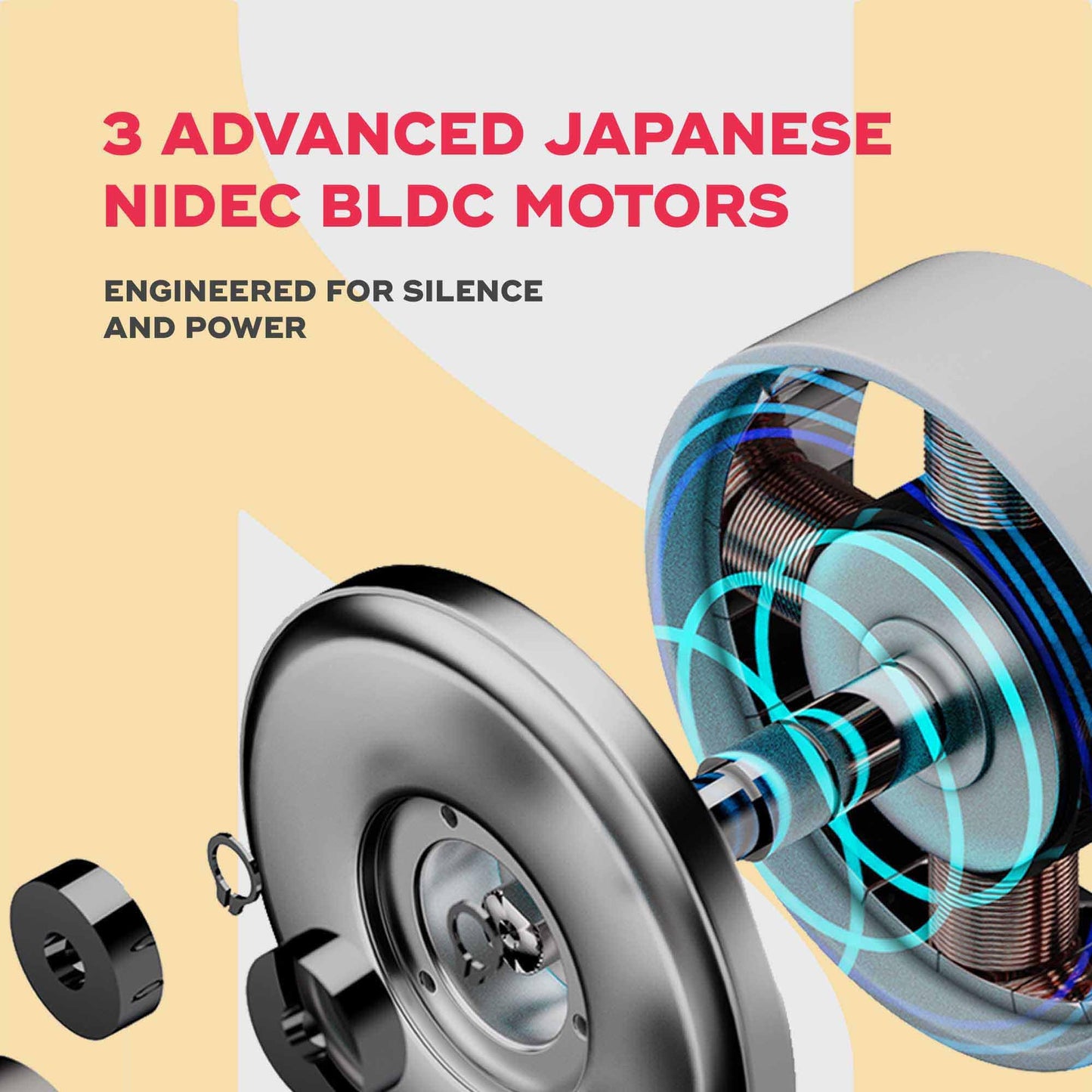 NUUK HALO 3D Air Circulation Tower Fan with Mood Lamp | Super Silent Remote Controlled Standing BLDC Fan | 12 Wind Speeds & 4 Fan Modes | 120˚ Horizontal & 90˚ Vertical Oscillation | 3 NIDEC Motors