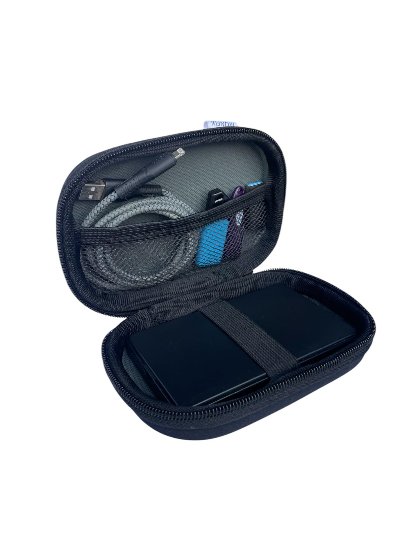 IRONFIX External Hard Drive Disk Portable SSD Case Shell, 6.35cm/2.5" Portable Storage Organizer Bag for Hard Disk Case, Earphones, Cables, Power Bank, Charger (Black)