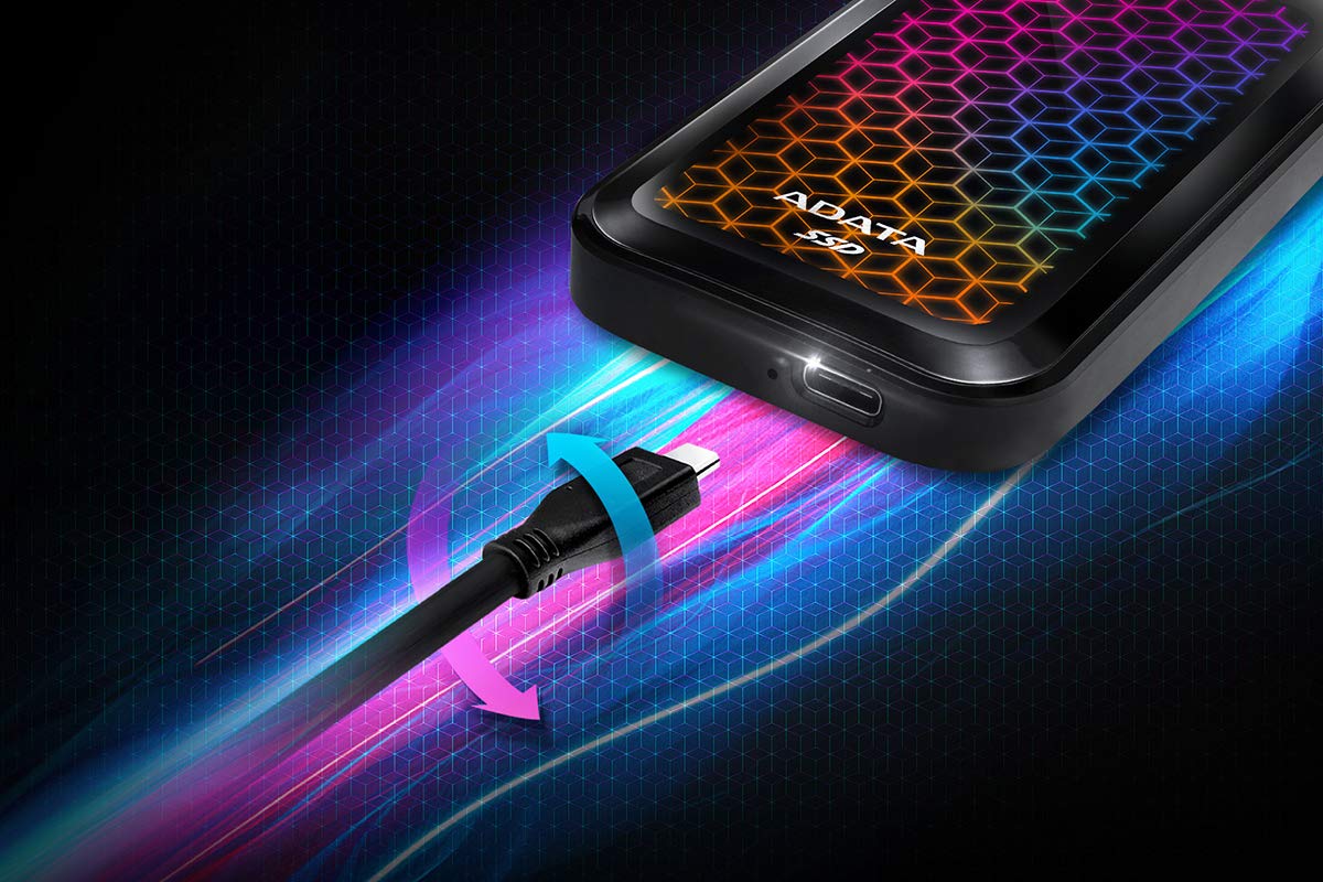ADATA SE770G 512GB External Solid State Drive/SSD, USB 3.2 Gen 2 with Type-C, Read/Write Speed up to 1000/800 MB/s - ASE770G-512GU32G2-CBK (Black)