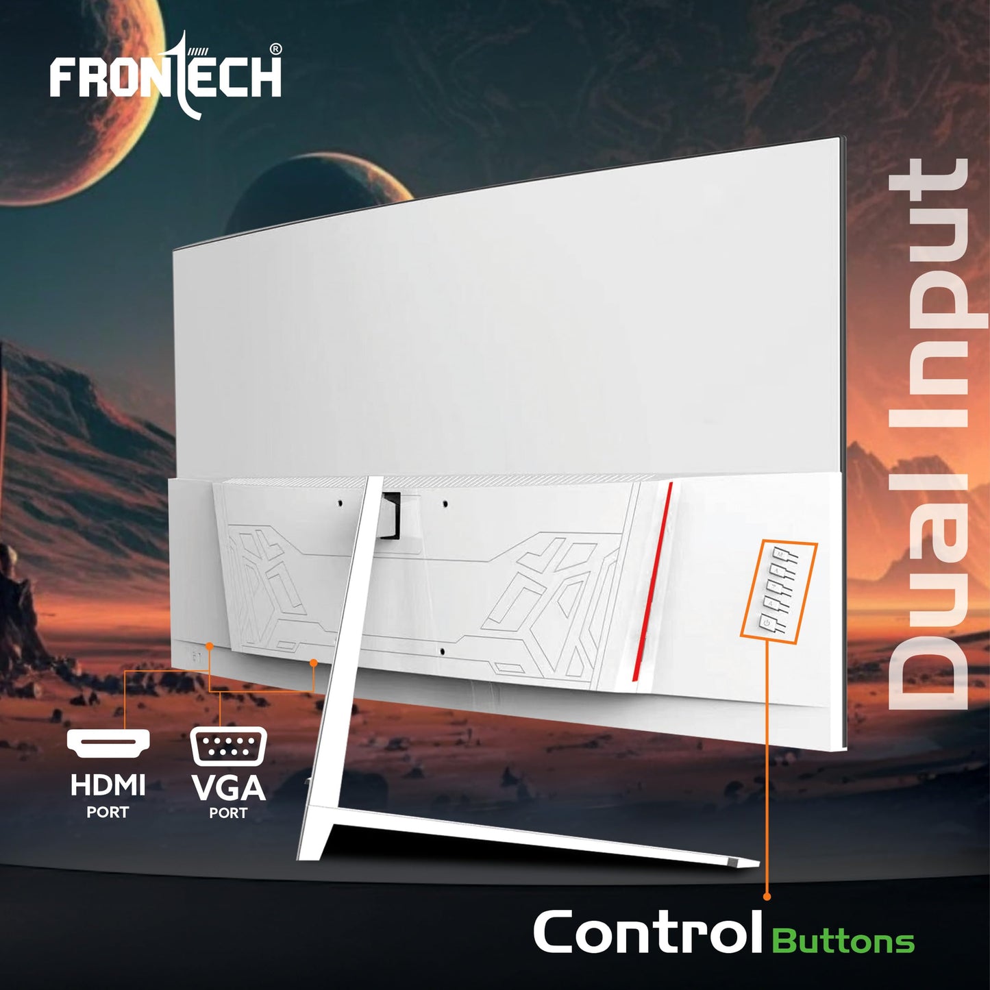 FRONTECH Ultima Series 27 Inch Curved LED Monitor| Refresh Rate 75Hz|3500R Curve| Full HD 1080p| Built in Speaker | Bezel Less Design | HDMI & VGA Ports (MON-0085, White)