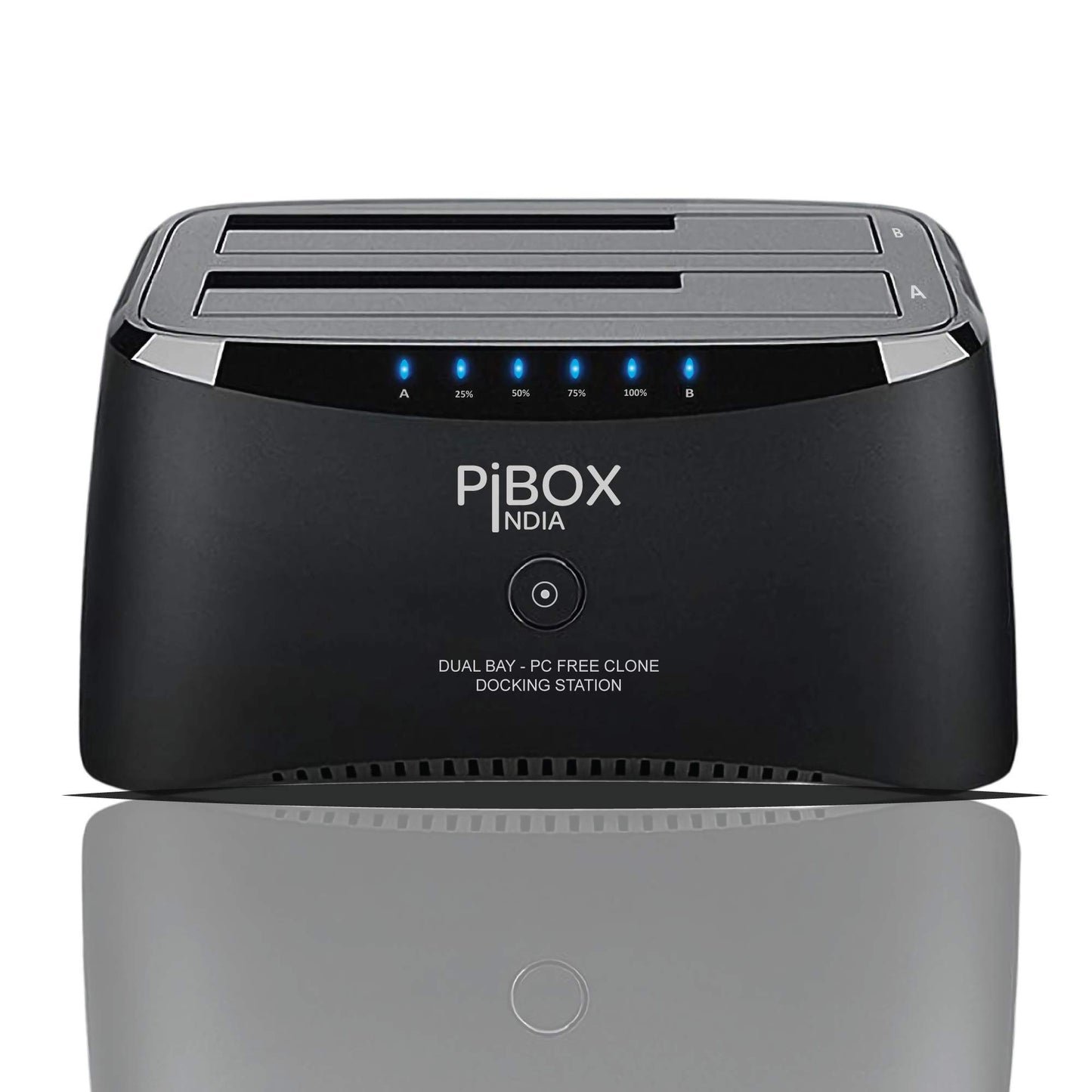 PiBOX India, Dual Bay USB 3.0 to SATA I, II, III Hard Drive Docking Station Upto 12TB for 2.5 or 3.5in HDD, SSD with Hard Drive Duplicator Offline Clone and Auto Sleep and UASP - Top-Loading Design