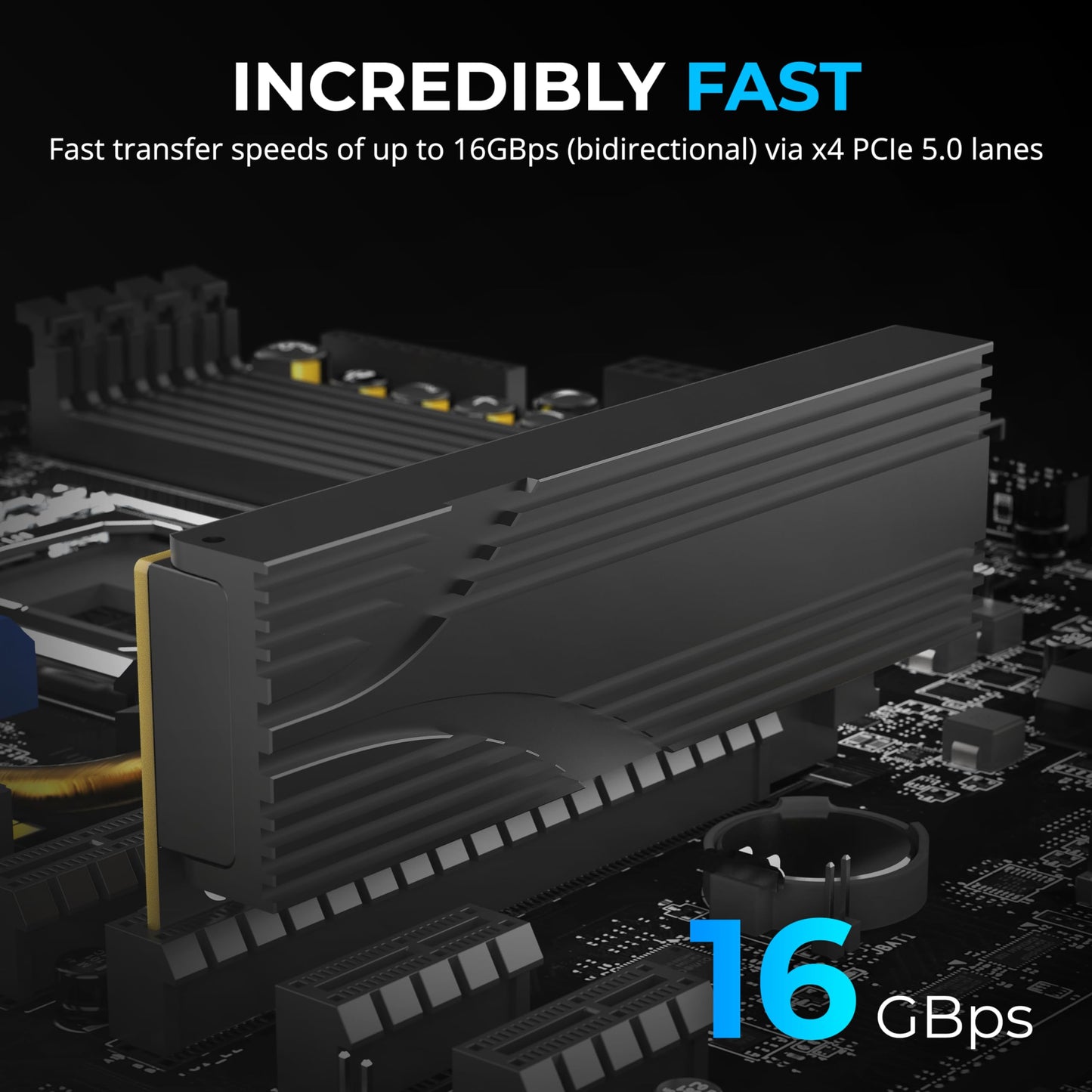 SABRENT M.2 NVMe SSD to PCIe x16 Tool-Free Add-in Card (AIC) with Aluminum Heatsink, M.2 PCIe Adapter for Gen5 SSDs PCIe 5.0, Backwards Compatible with Previous PCIe Generations (EC-TFPE)