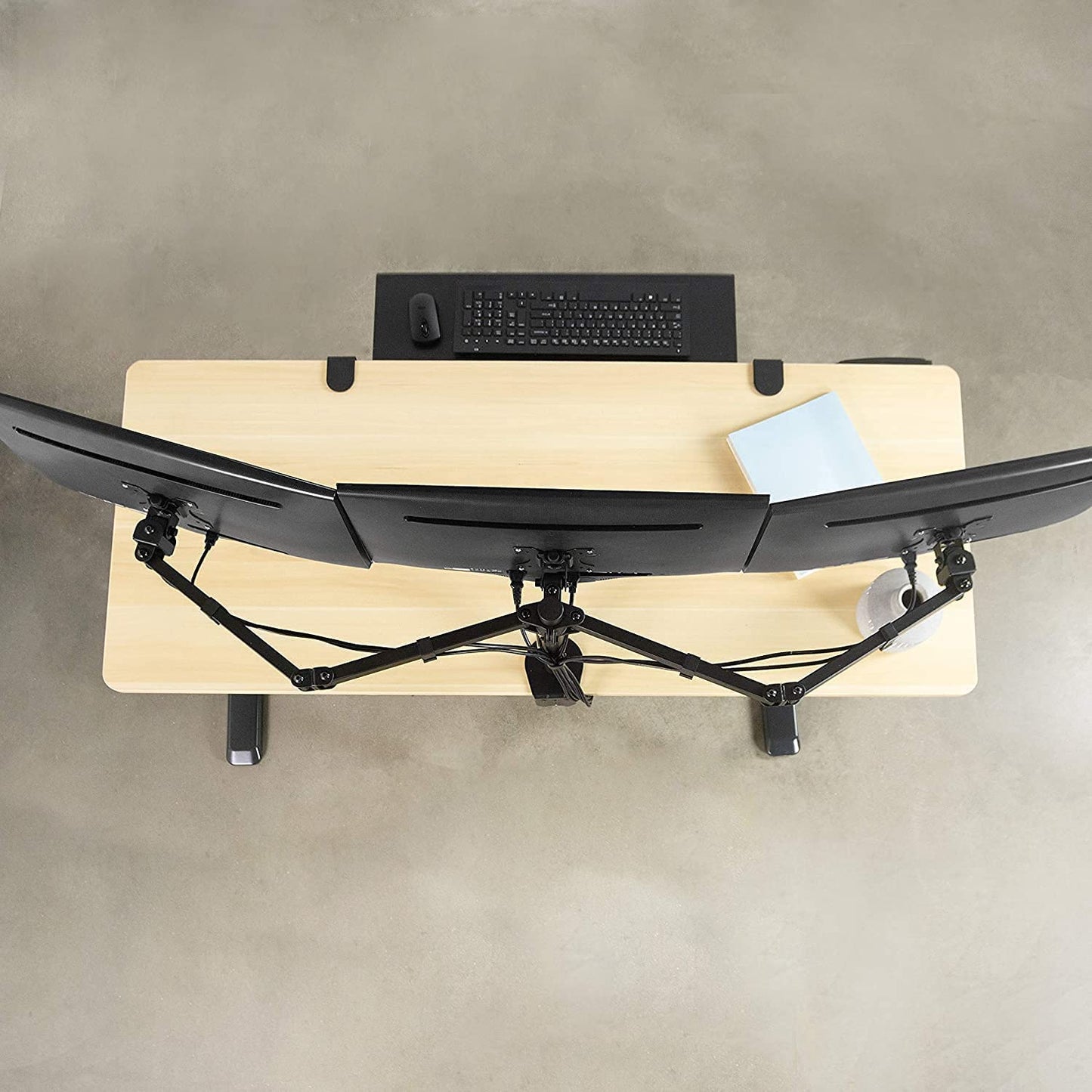 JIN OFFICE Triple Monitor Stand With 13-27 Inch Monitor Support| Height Adjustable Three Monitor Arm| Fully Adjustable 3 Monitor Stand (Clamp And Grommet Installation), LCD