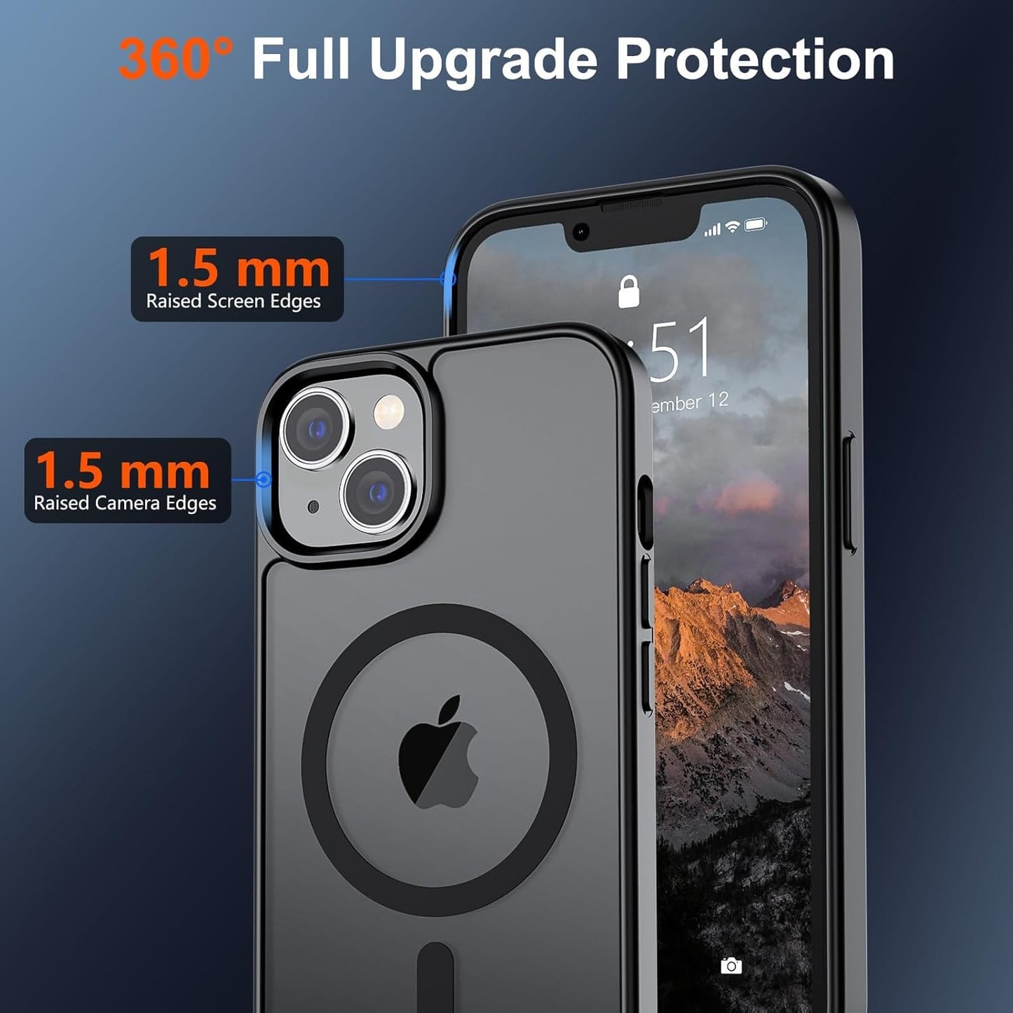 Sounce Shockproof Superior Drop Protection Cover Scratch Resistant Case Premium Armor Magsafe Designed Shield Strong Megnetic Adsorption with Polycarbonate Protection for iPhone 14/13 [Matte Black]