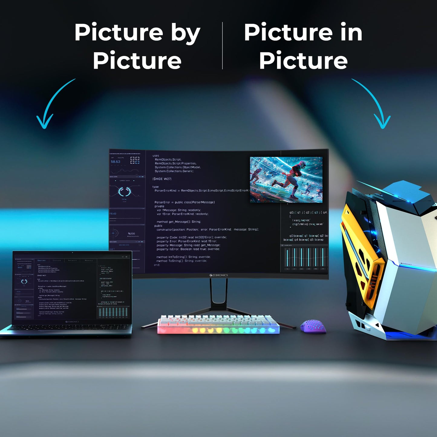 ZEBRONICS New Launch N32A 32"(80 cm) 1500R Curved Gaming Monitor, QHD 2560x1440, Antiglare, 300Nits, 180Hz, 1ms MPRT, HDR10, 99% sRGB | 92% DCI-P3, Adaptive Sync, 2 x DP | 2 x HDMI | 1 x 3.5mm