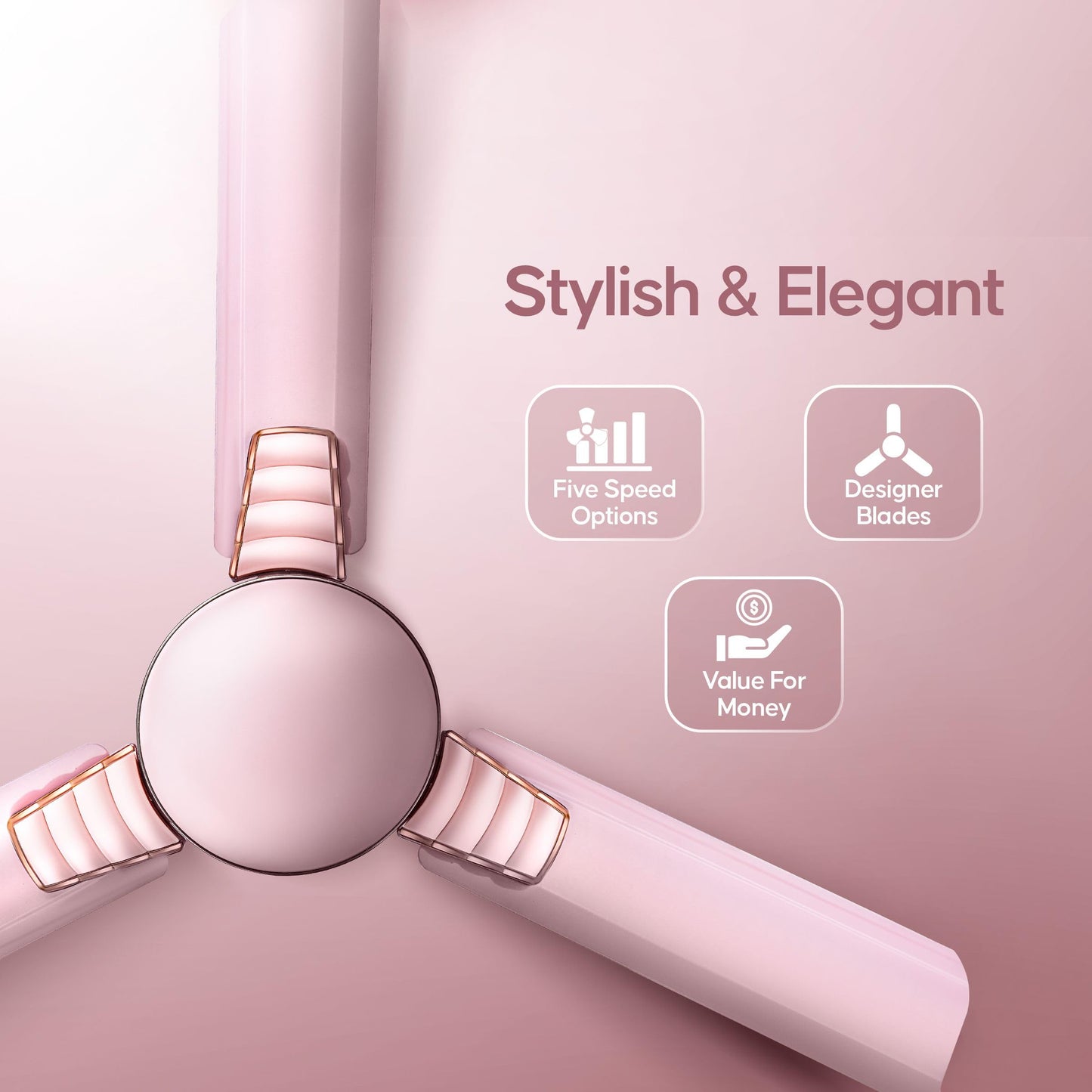 LONGWAY Wave P1 1200 mm/48 inch Ultra High Speed 3 Blade Anti-Dust Decorative Ceiling Fan (Rusty Pink, Pack of 1)