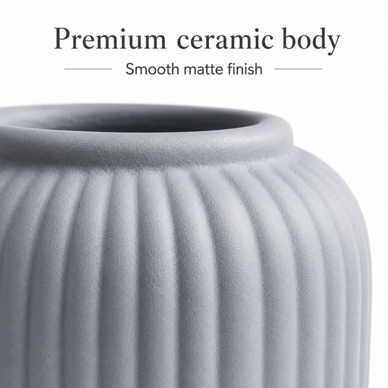 Yellow Ribbed Ceramic Flower Vase 6 Inch Matte Pampas Grass & Dried Flower Vase for Home & Office Table Decor Decorative Centerpiece Gift – Vase Only