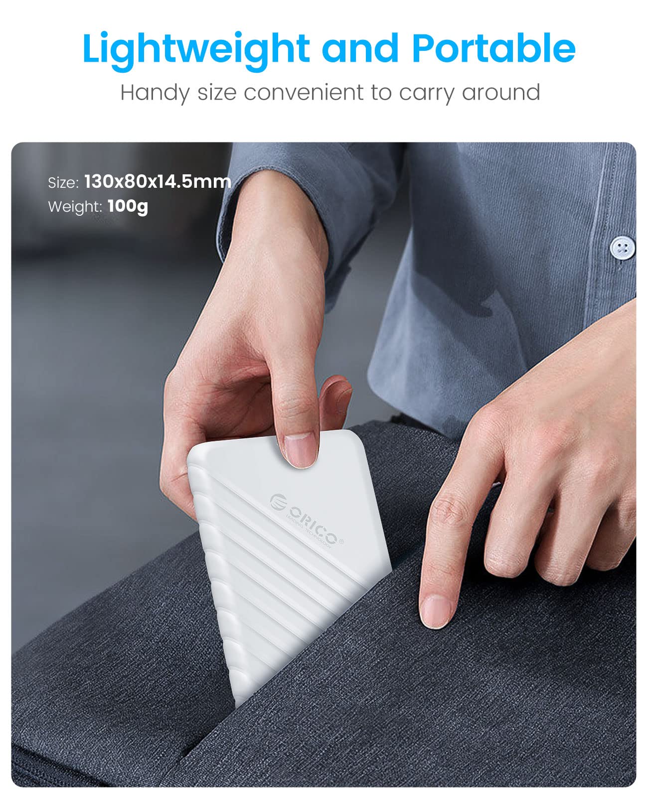 ORICO 2.5 inch External Hard Drive Enclosure USB 3.0 to SATA III for 7mm and 9.5mm SATA HDD SSD Tool Free [UASP Supported] White (25PW1-U3)