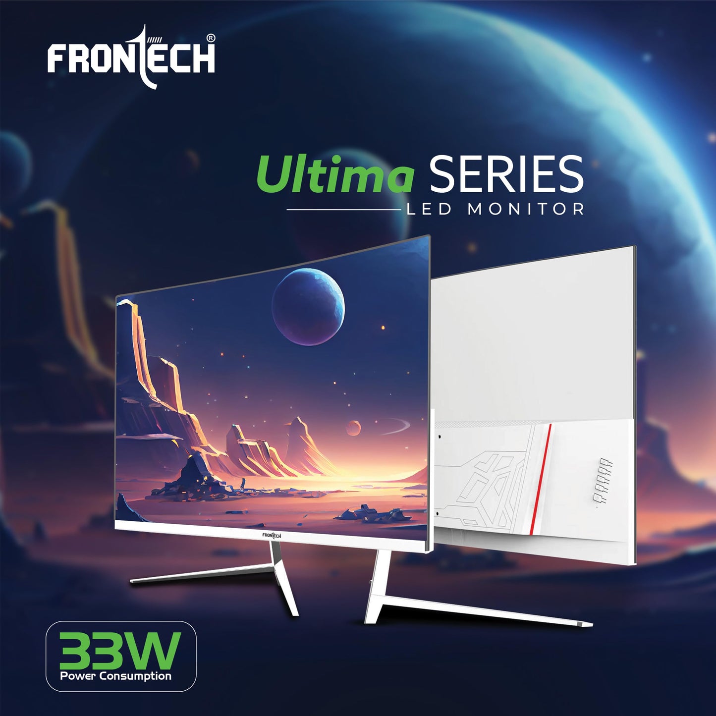 FRONTECH Ultima Series 27 Inch Curved LED Monitor| Refresh Rate 75Hz|3500R Curve| Full HD 1080p| Built in Speaker | Bezel Less Design | HDMI & VGA Ports (MON-0085, White)