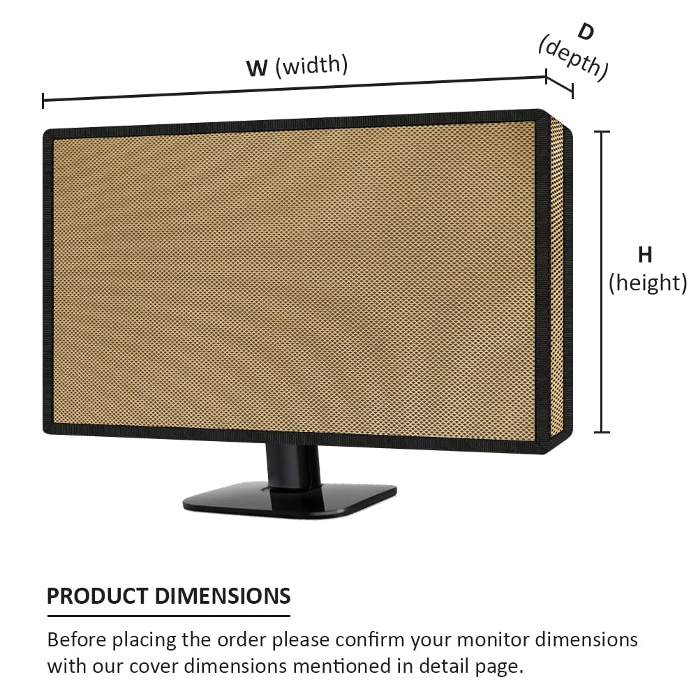 Cranique Dust Proof LCD / LED Monitor Cover for 24" Dell | HP | LG | Lenovo | Samsung | Acer | BenQ 24 Inch (Khaki)