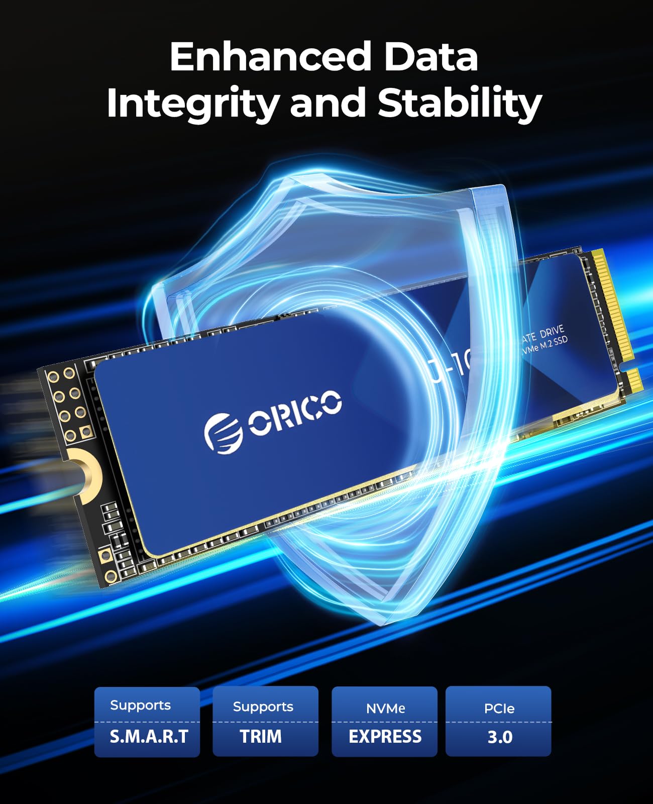 ORICO NVMe SSD 1TB M.2 with Heatsink, PCIe Gen3x4 2280 Internal Solid State Drive, SLC Cache 3D NAND, Up to 3100MB/s, Compatible with Laptop and PC Desktops -J10