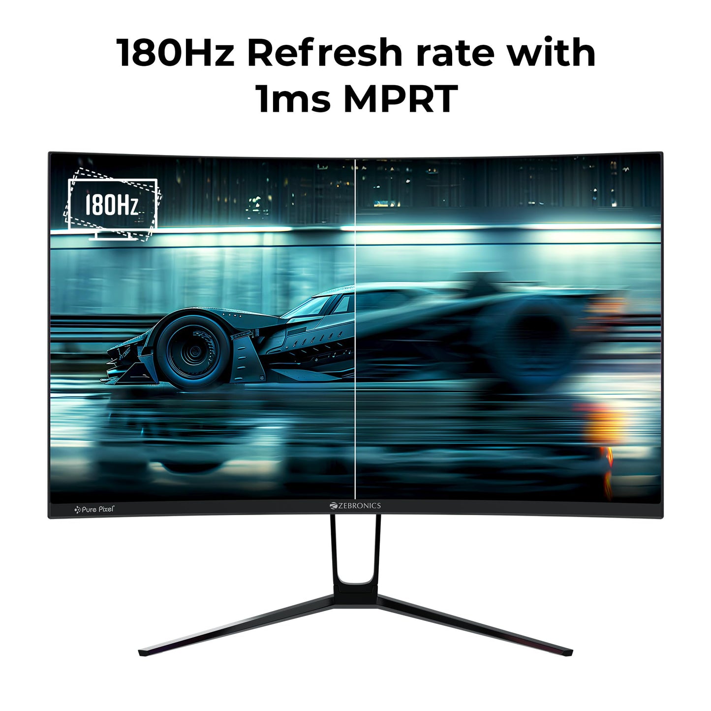 ZEBRONICS New Launch N32A 32"(80 cm) 1500R Curved Gaming Monitor, QHD 2560x1440, Antiglare, 300Nits, 180Hz, 1ms MPRT, HDR10, 99% sRGB | 92% DCI-P3, Adaptive Sync, 2 x DP | 2 x HDMI | 1 x 3.5mm