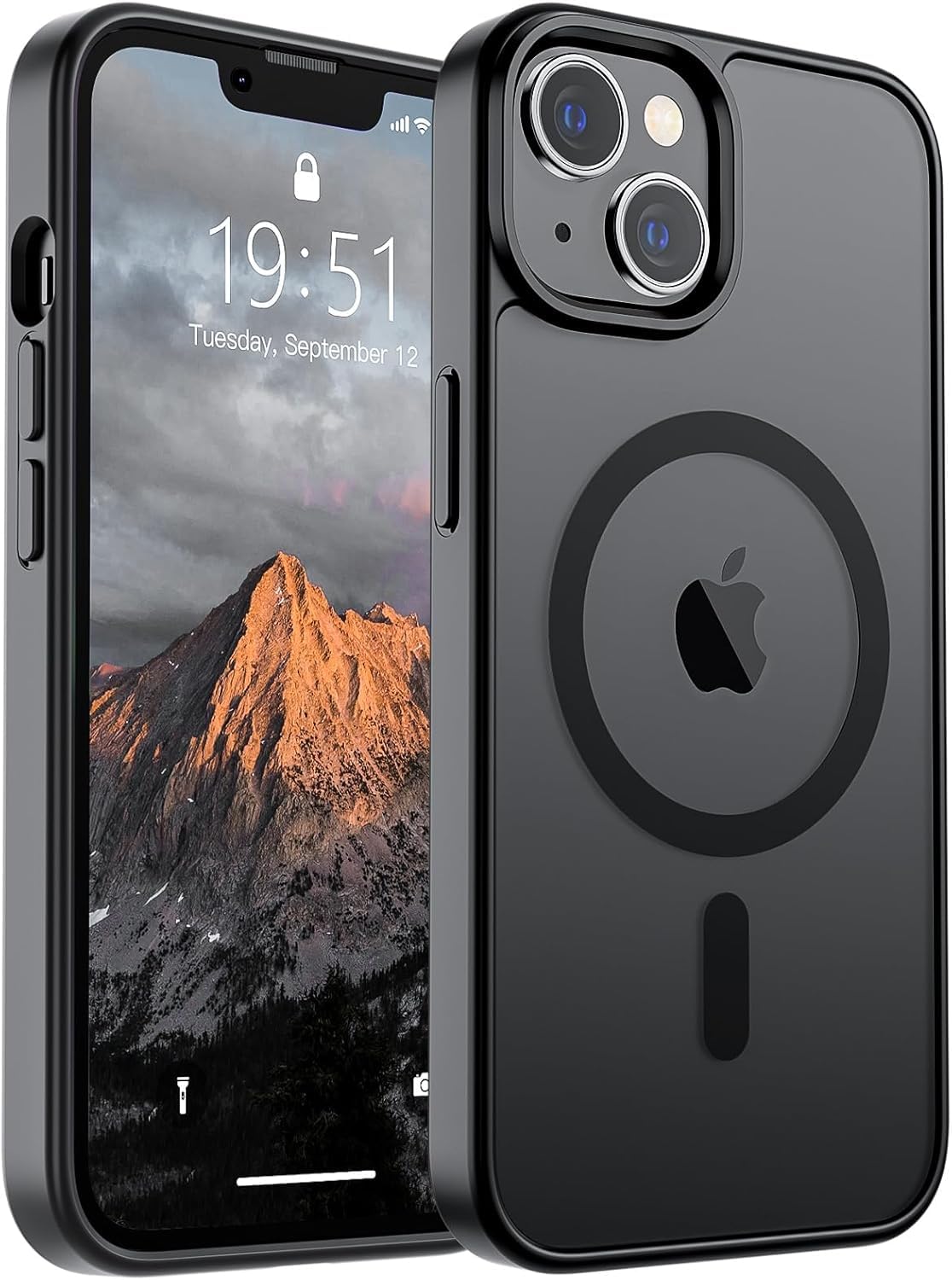 Sounce Shockproof Superior Drop Protection Cover Scratch Resistant Case Premium Armor Magsafe Designed Shield Strong Megnetic Adsorption with Polycarbonate Protection for iPhone 14/13 [Matte Black]