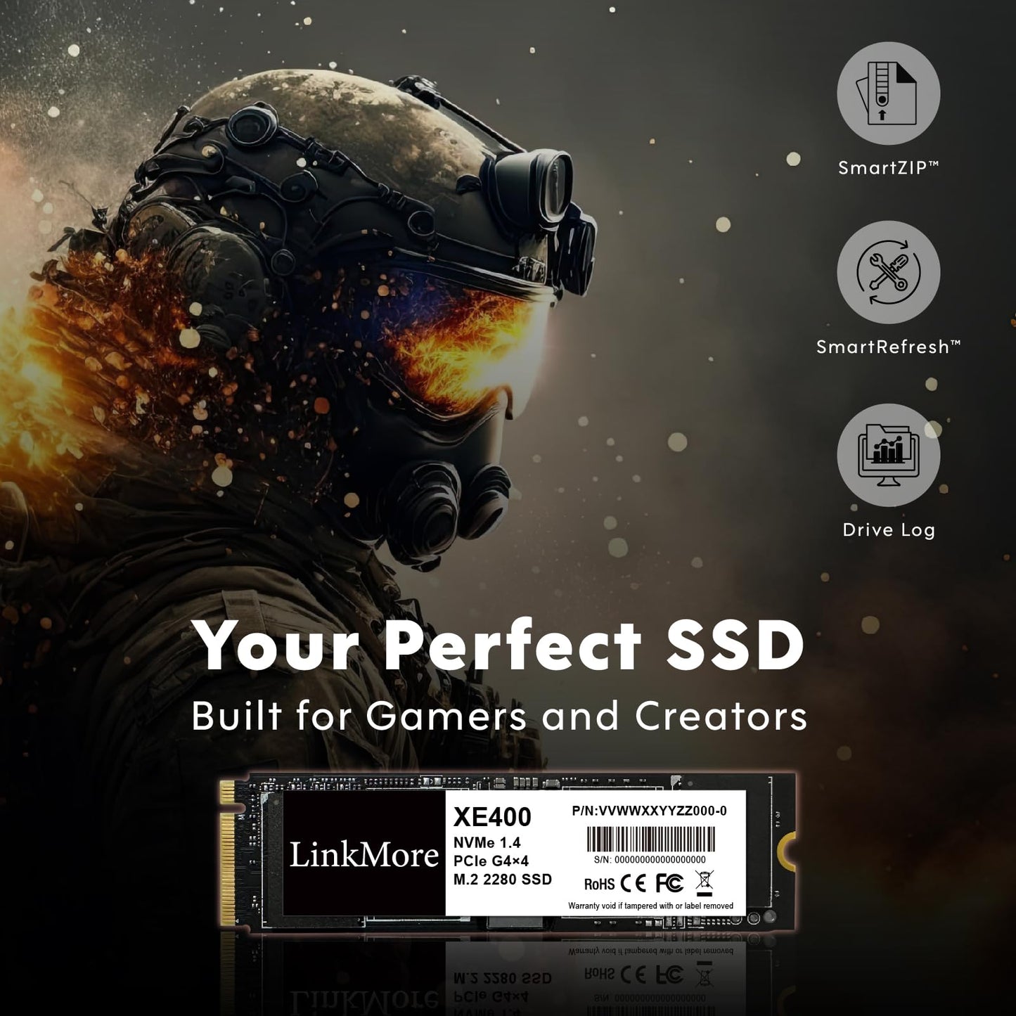 LinkMore XE400 250GB M.2 2280 PCIe Gen 4X4 NVMe 1.4 Internal SSD, PS5 Compatible, Solid State Drive, Up to 4650MB/s for Latop and PC