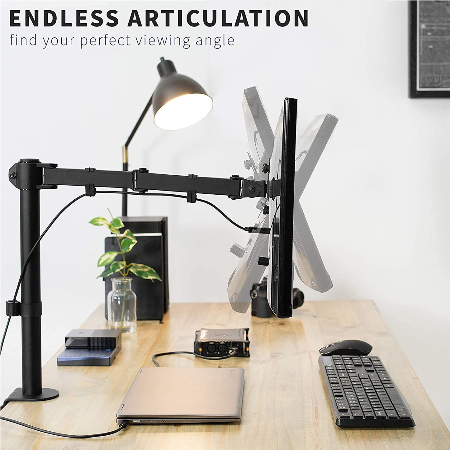 Jin Office Single Monitor Stand | 9 kg Weight Capacity Supports Upto 32 inches Monitor | Single Laptop Monitor Arm | Single Monitor Desk Mount | Height Adjustable Monitor Stand (Black)