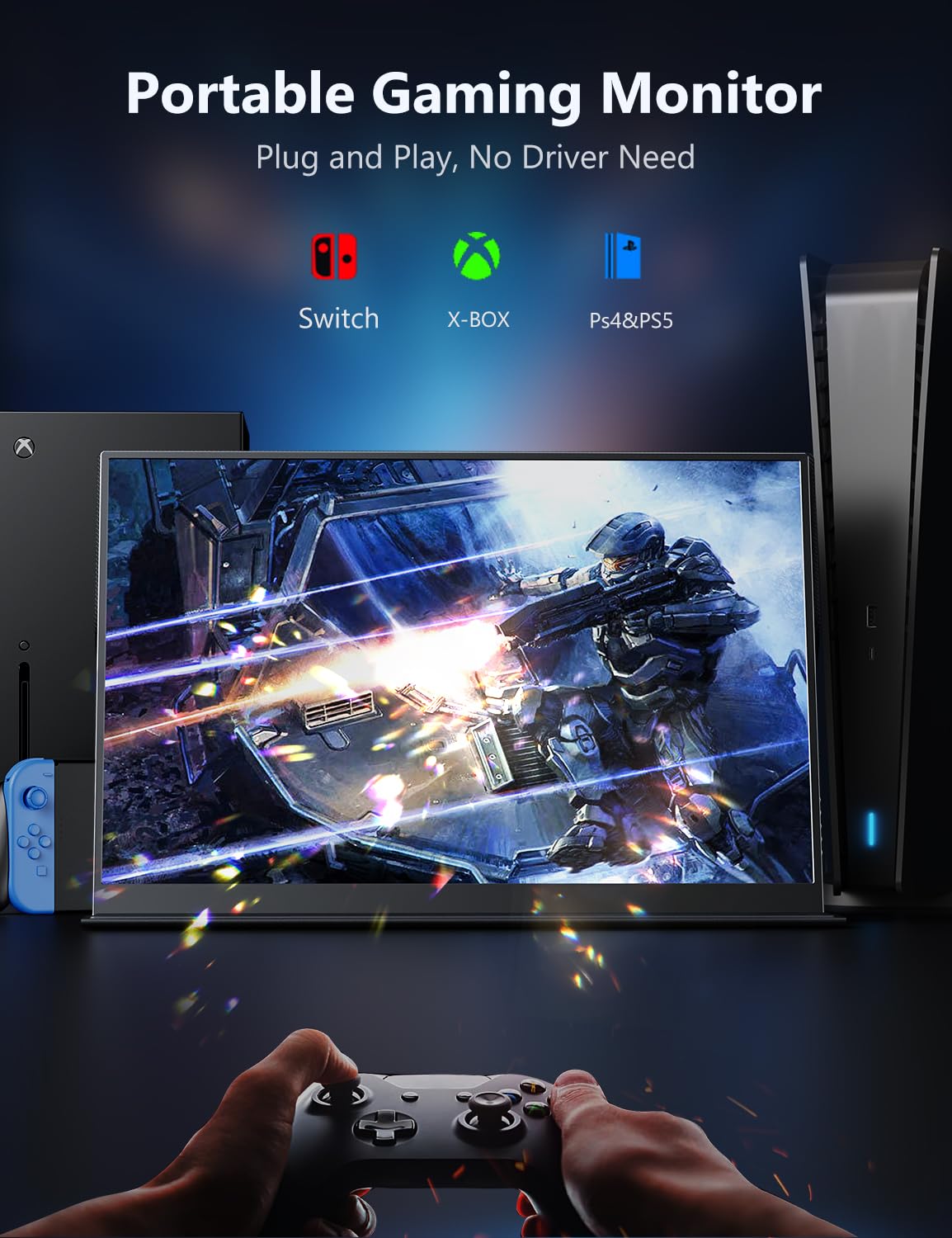 MagicRaven Portable Monitor, 15.6" 1920 * 1080P IPS Laptop Screen, 60Hz Lightweight and Slim Travel Monitor with Full-Featured USB C HDMI Port, Gaming Display for PC Switch Xbox PS3/4/5