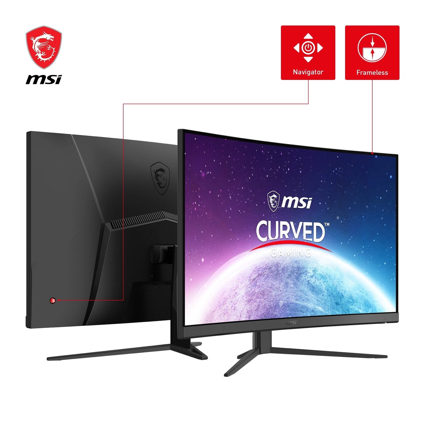MSI G27C4X 27 Inch FHD Curved Gaming Monitor - 1500R, 1920 x 1080 VA Panel, 250Hz / 1ms, AMD FreeSync Premium, HDR Ready