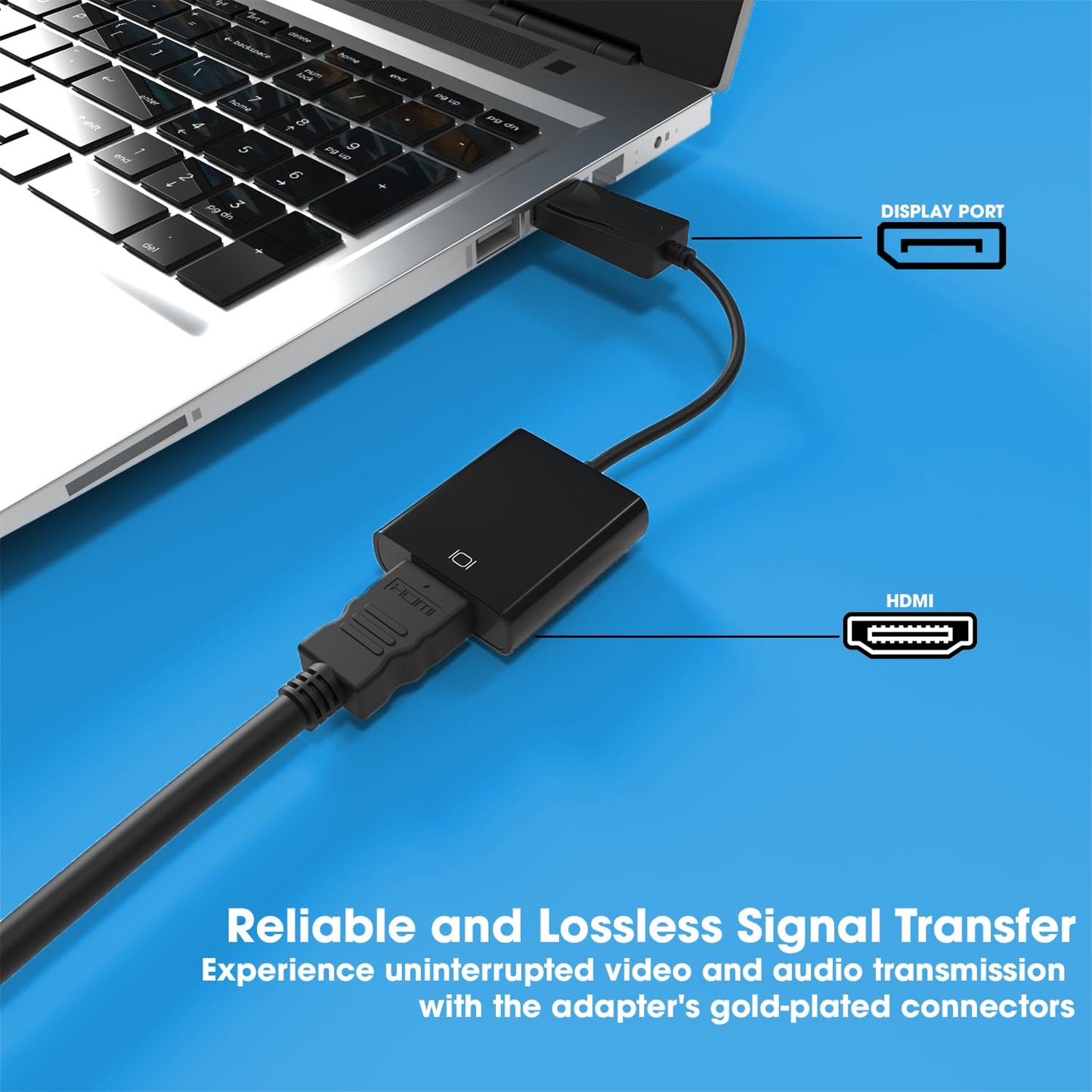 Sounce Display Port to HDMI Adapter, 1080p Display Port DP to HDMI Cable Male to Female Port Support Video & Audio Compatible with Computer, PC, Monitor, Projector, HDTV (Not Bidirectional)