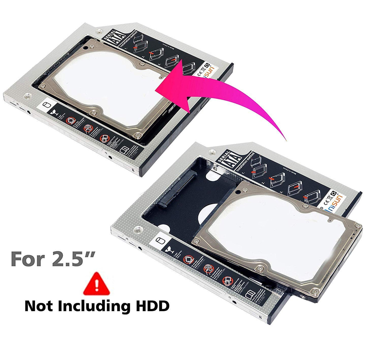 Tobo SATA Bay 2nd Hard Disk Drive Caddy for 9.5mm CD/DVD Drive Slot(Add Second HDD/SSD to Your Laptop) TD-398HS-001