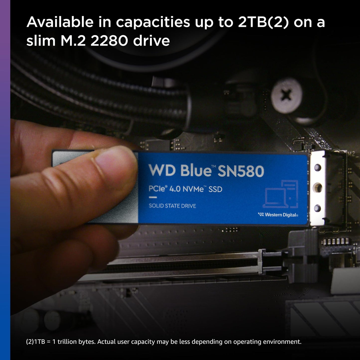 Western Digital WD Blue SN580 NVMe 2TB, Upto 4150MB/s, 5 Y Warranty, PCIe Gen 4 NVMe M.2 (2280), Internal Solid State Drive (SSD) (WDS200T3B0E)